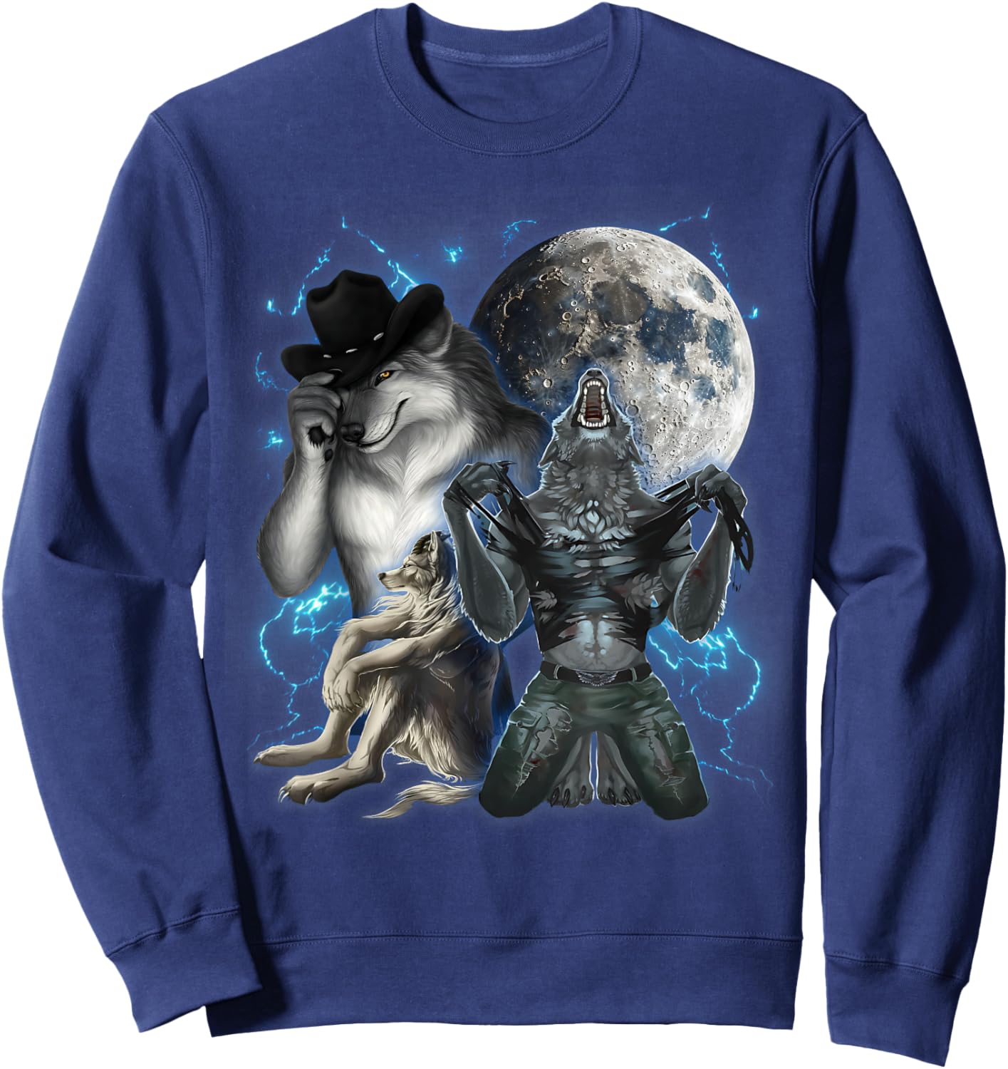 Cringe Alpha Wolf Sweatshirt - Sweatshirt | Navy