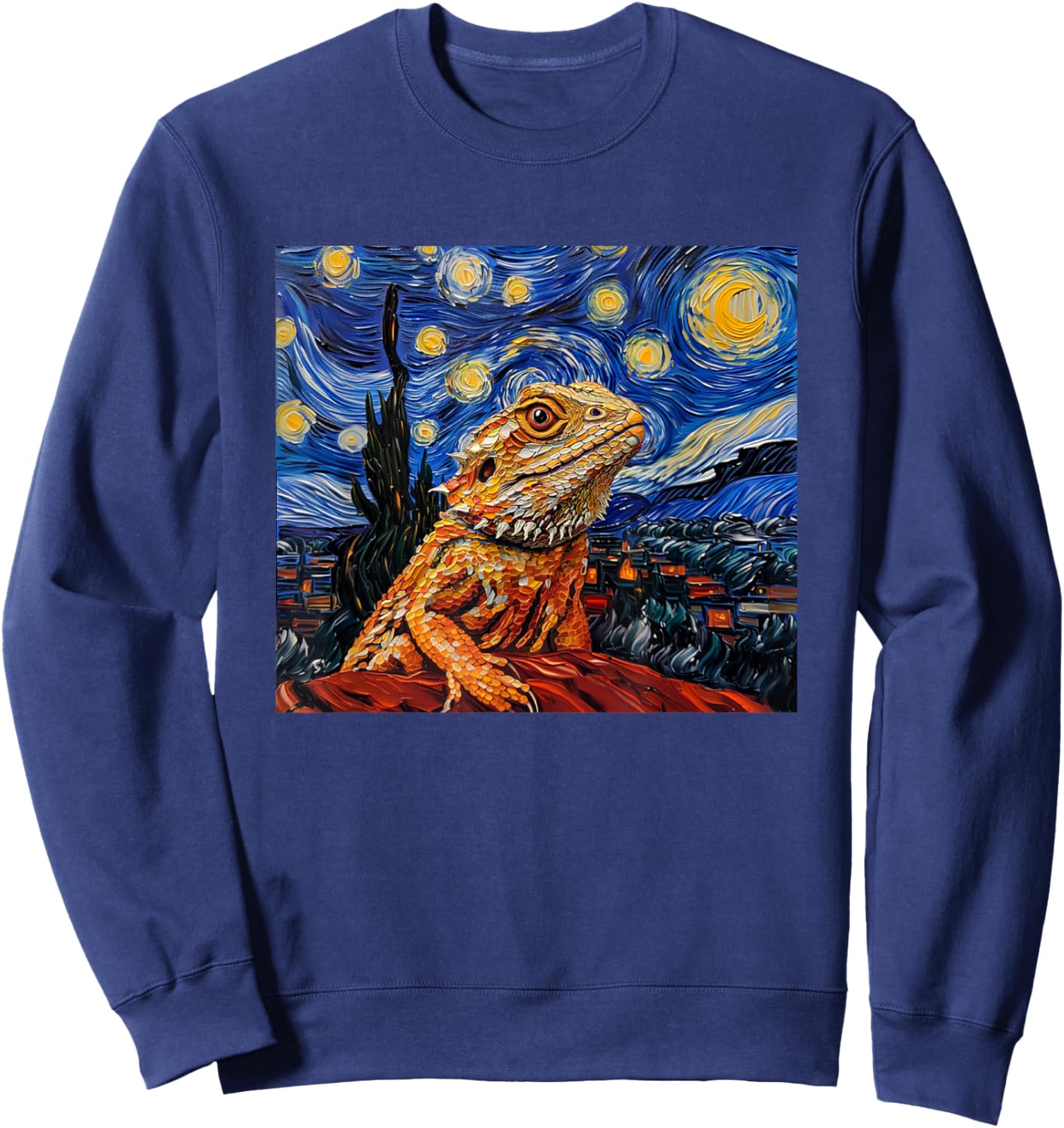 Tiny Dinosaur Beardie Starry Night Bearded Dragon Lover Sweatshirt - Sweatshirt | Navy