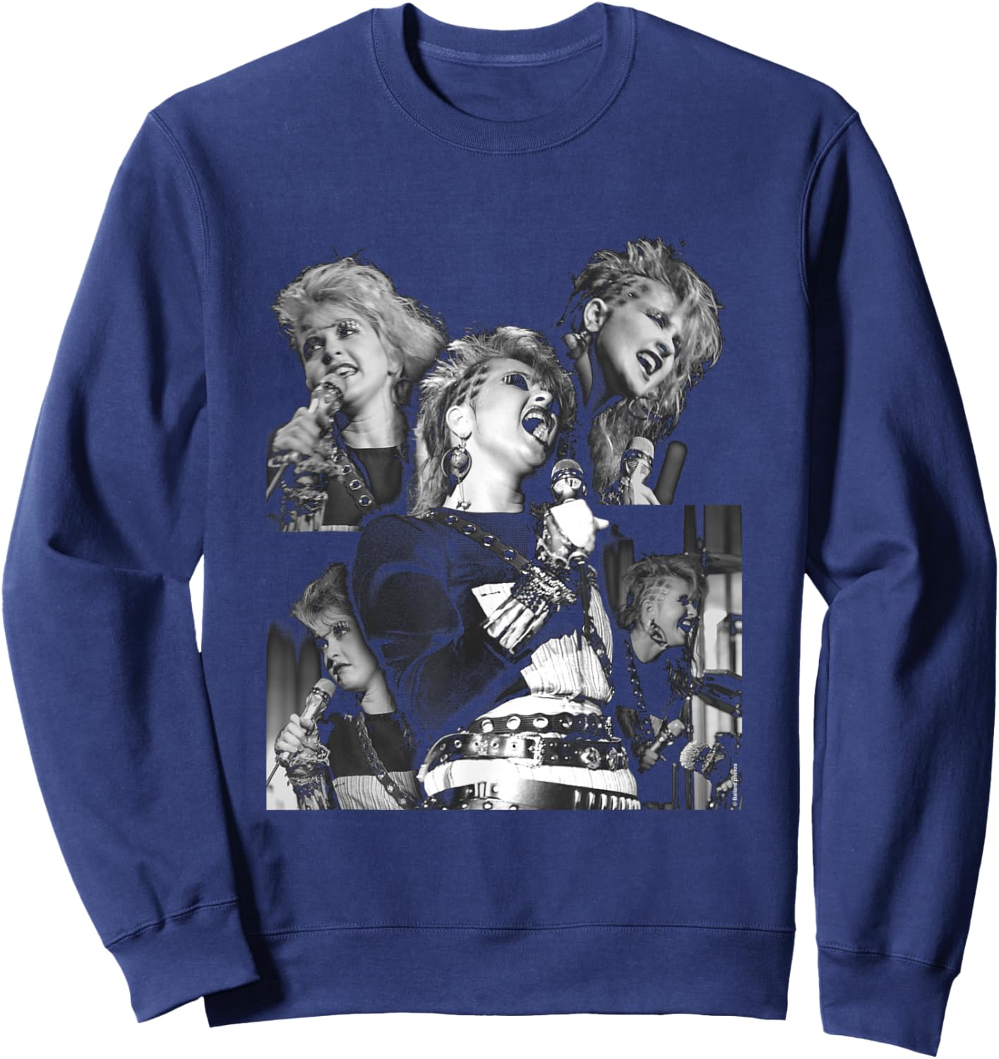 Singer Cyndi Lauper Live Montage by Allan Ballard Sweatshirt - Sweatshirt | Navy