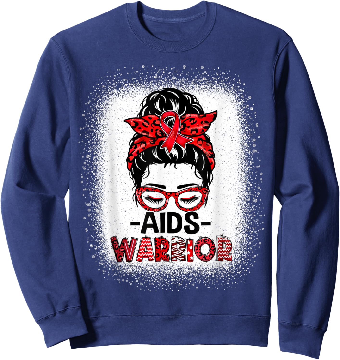 Aids Warrior Red Ribbon World Aids Day Hiv Aids Awareness Sweatshirt - Sweatshirt | Navy