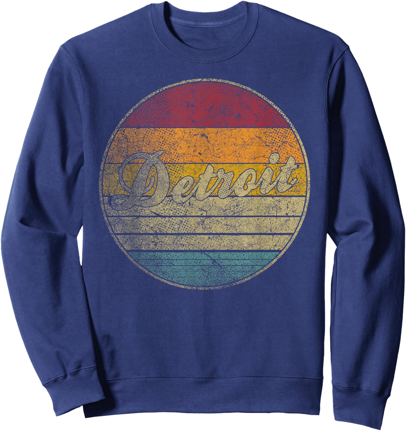 Detroit Michigan Vintage Distressed Retro Silhouette 70s 80s Sweatshirt - Sweatshirt | Navy