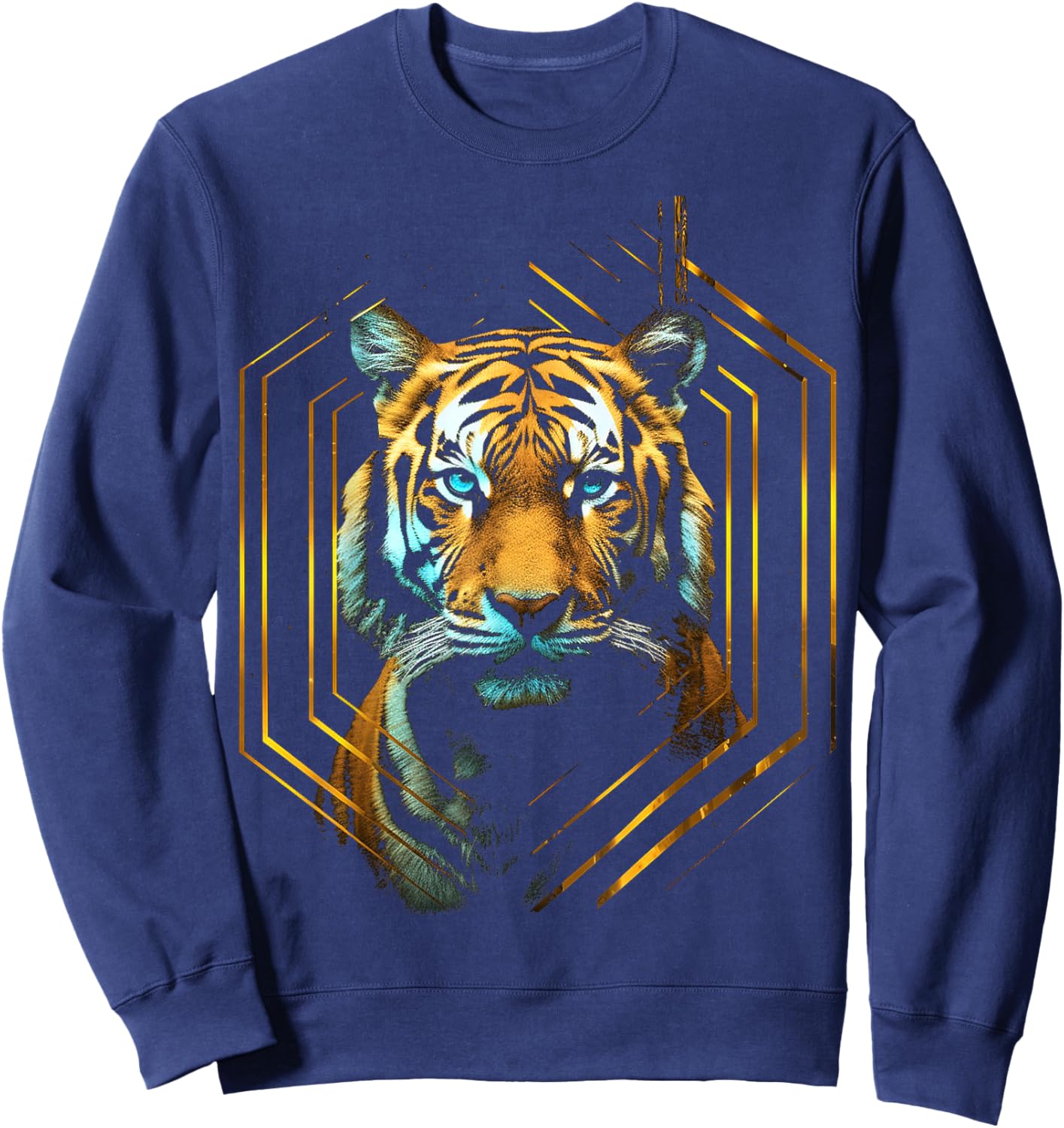 Tiger Fantasy Art Animal Love Geometric Graphic Tiger Sweatshirt - Sweatshirt | Navy