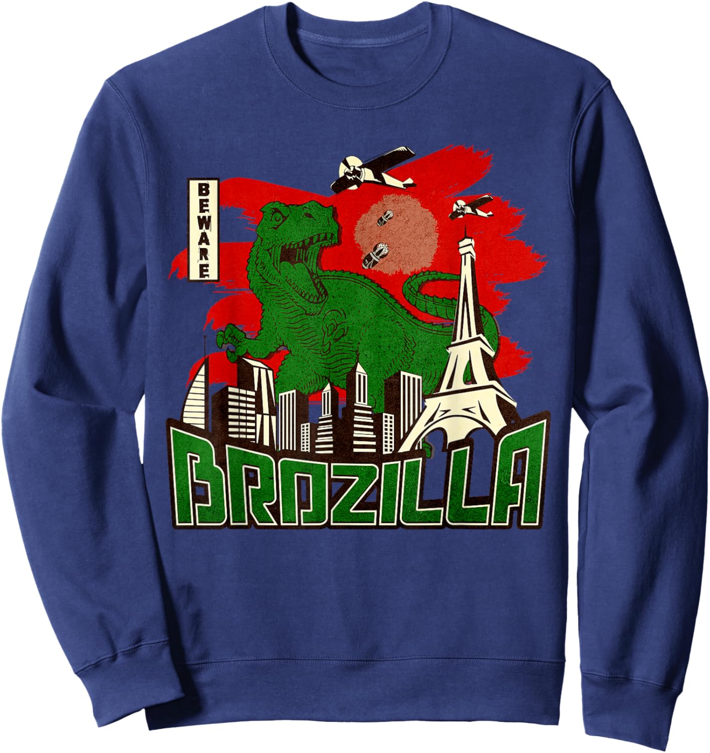 Brozilla Japanese Monster Big Brother or Little Brother Bro Sweatshirt - Sweatshirt | Navy