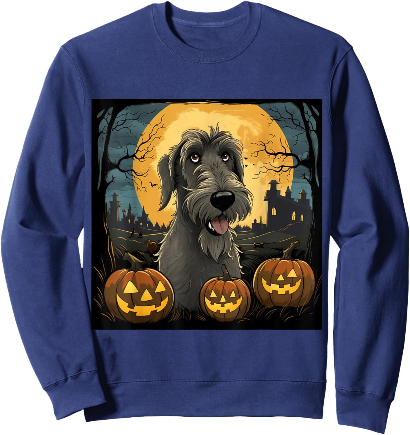 Halloween Irish Wolfhound - Irish Wolfhound Halloween Sweatshirt - Sweatshirt | Navy