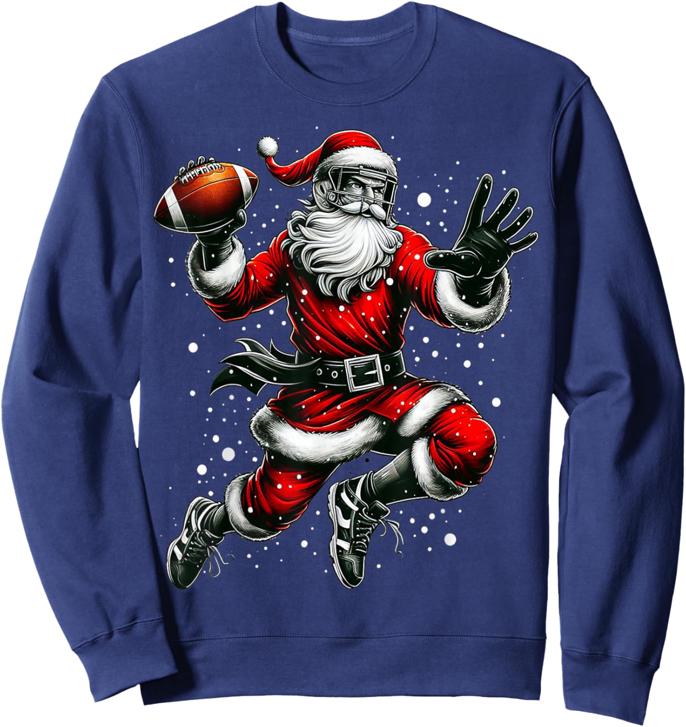 Santa Claus Playing American Football Christmas Football Fan Sweatshirt - Sweatshirt | Navy