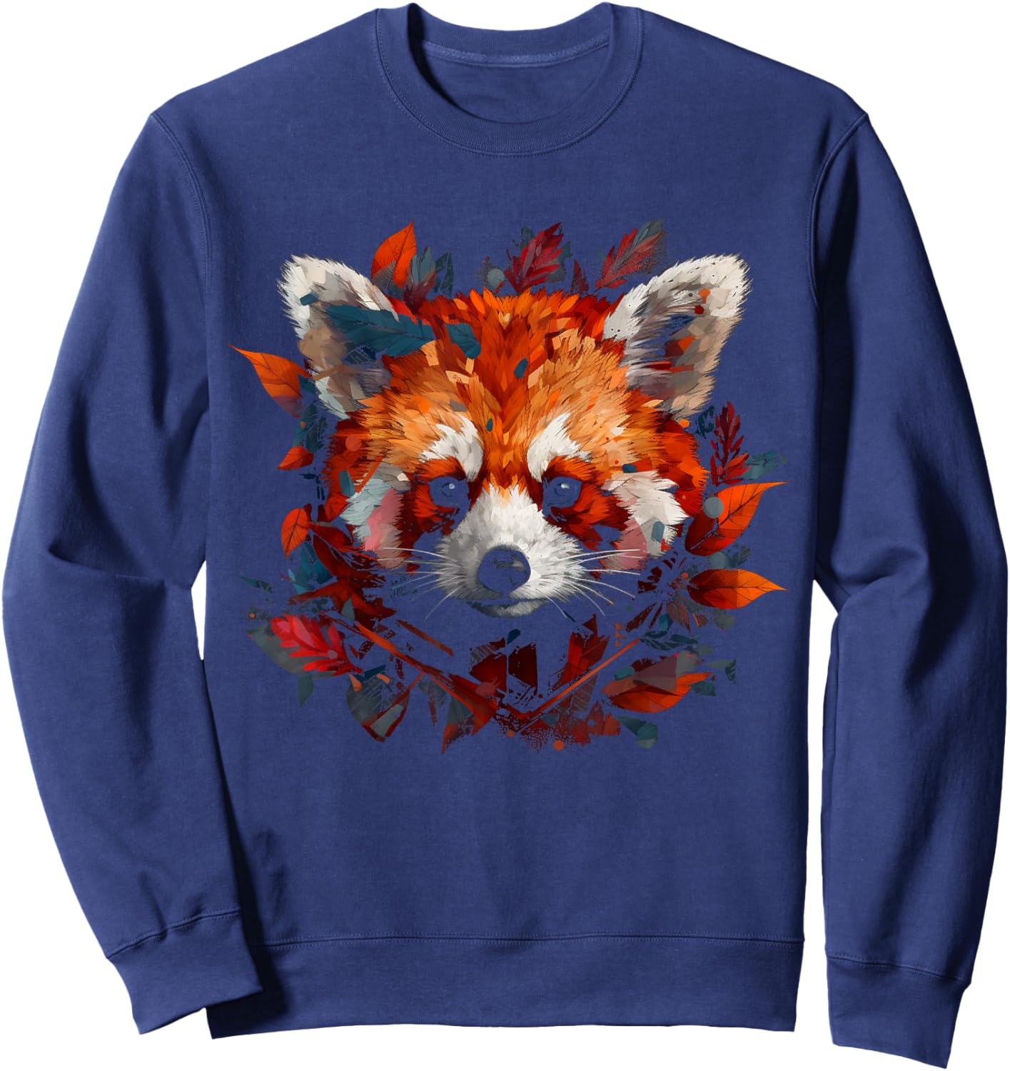 Red Panda Artwork - Autumn Leaves Animal Red Panda Sweatshirt - Sweatshirt | Navy
