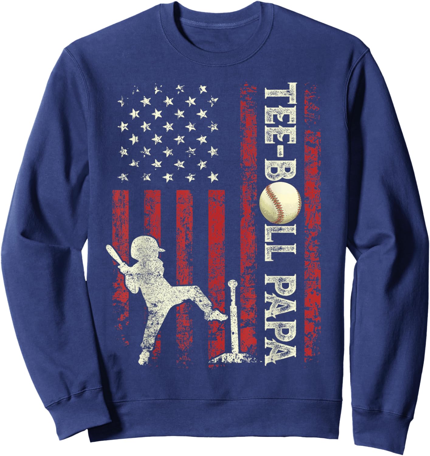 Ball Papa US Flag Gifts Dad Men Patriotic Fathers Day Sweatshirt - Sweatshirt | Navy