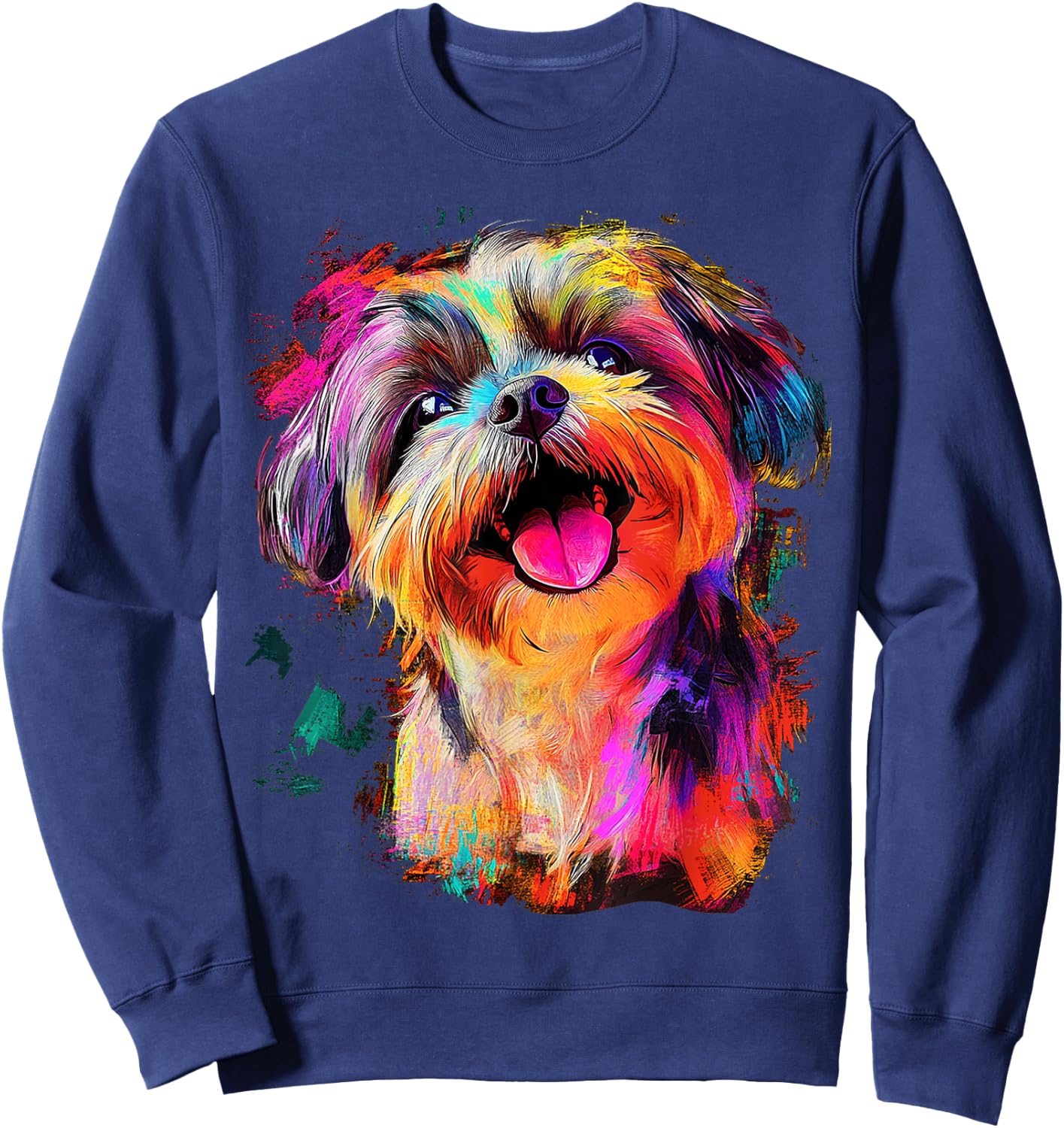Shih Tzu Dog Motif Pet Art Shih Tzu Sweatshirt - Sweatshirt | Navy