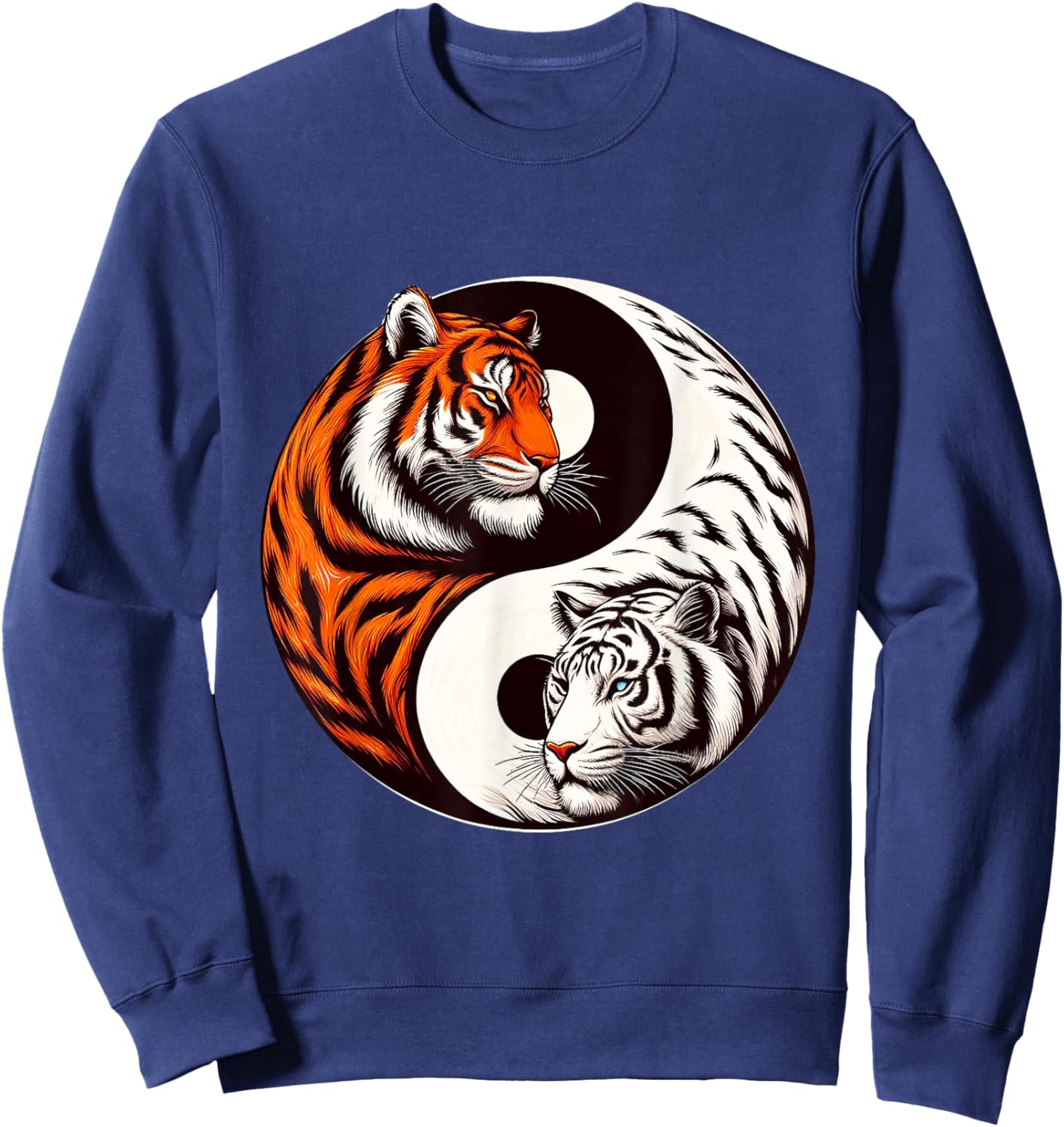 Yin Yang Orange Tiger White Tiger Tigers Sweatshirt - Sweatshirt | Navy