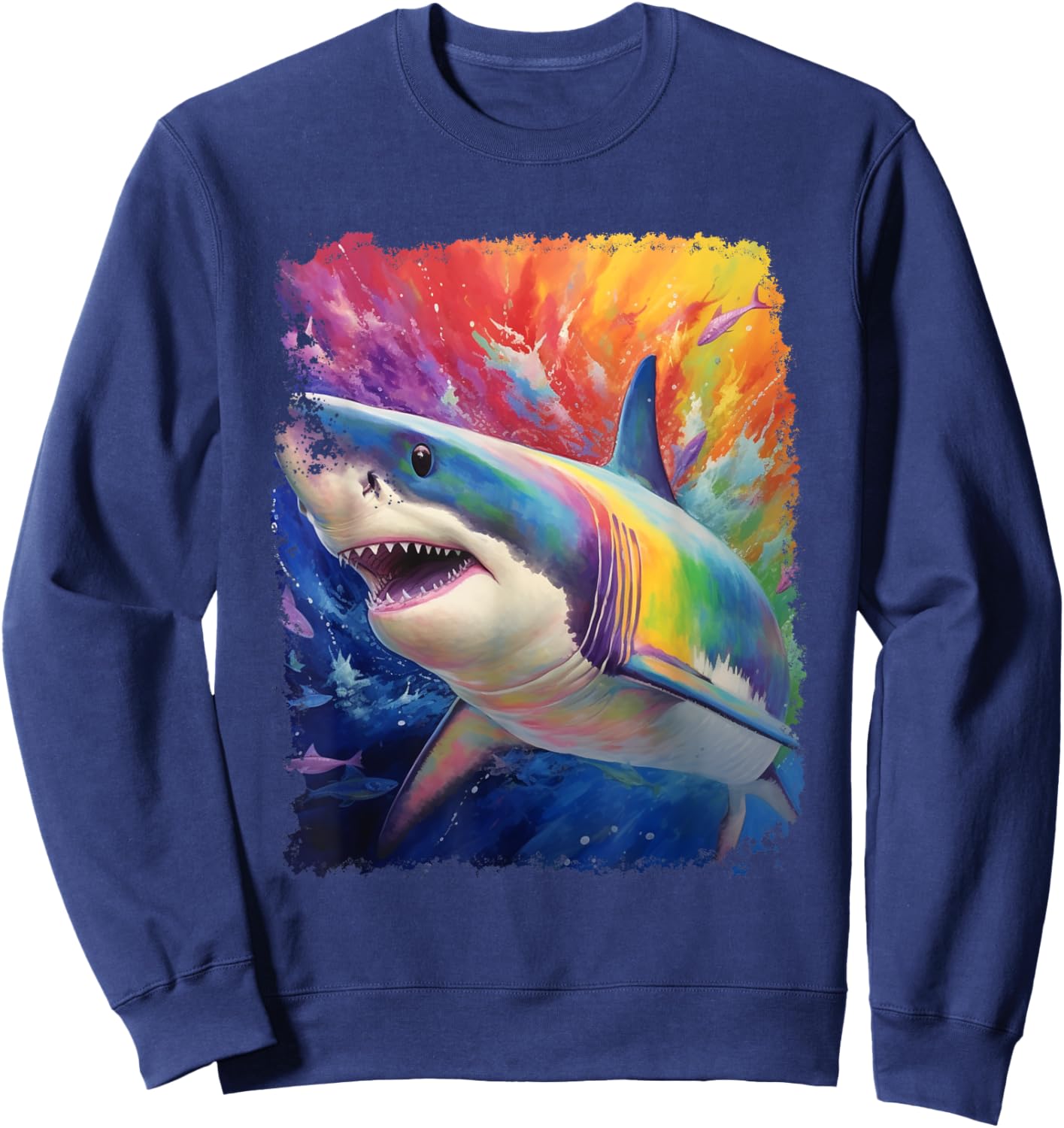 Pop Art Rainbow Shark Sweatshirt - Sweatshirt | Navy