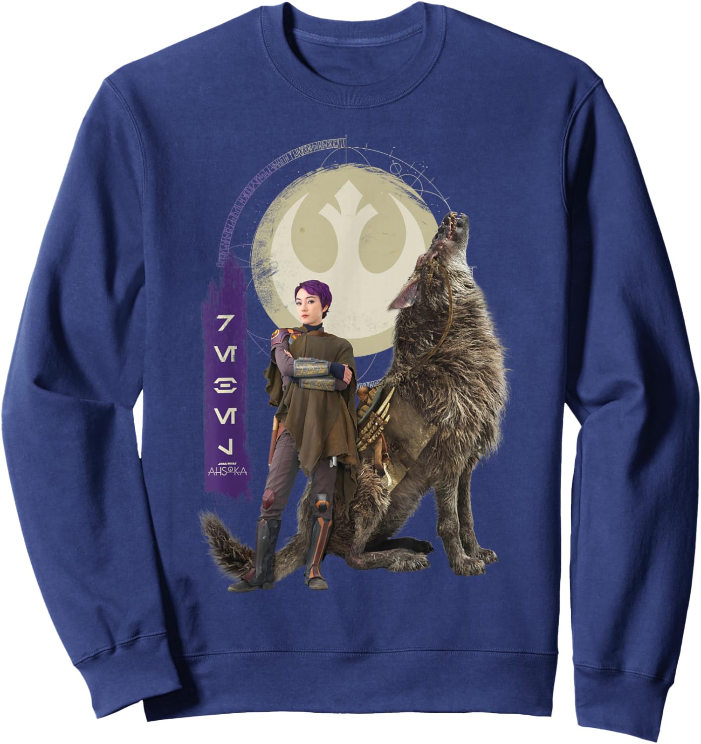 Star Wars Ahsoka Part 6 Sabine and Howler Aurebesh Rebel Sweatshirt - Sweatshirt | Navy