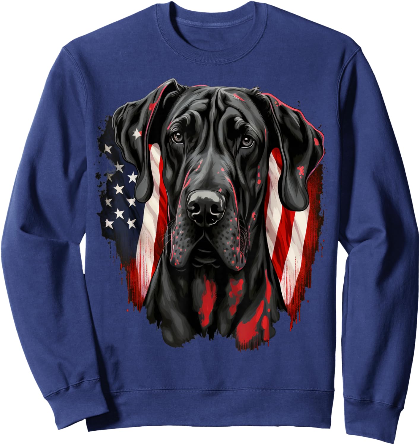 USA 4th of July Great Dane on Patriotic American Great Dane Sweatshirt - Sweatshirt | Navy