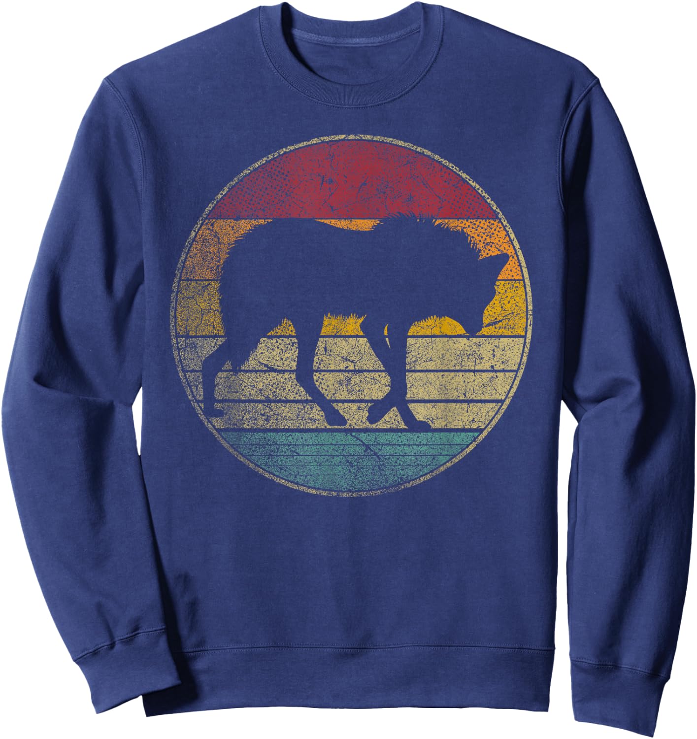 Maned Wolf - Retro Style Sunset Vintage 70s 80s 90s Sweatshirt - Sweatshirt | Navy
