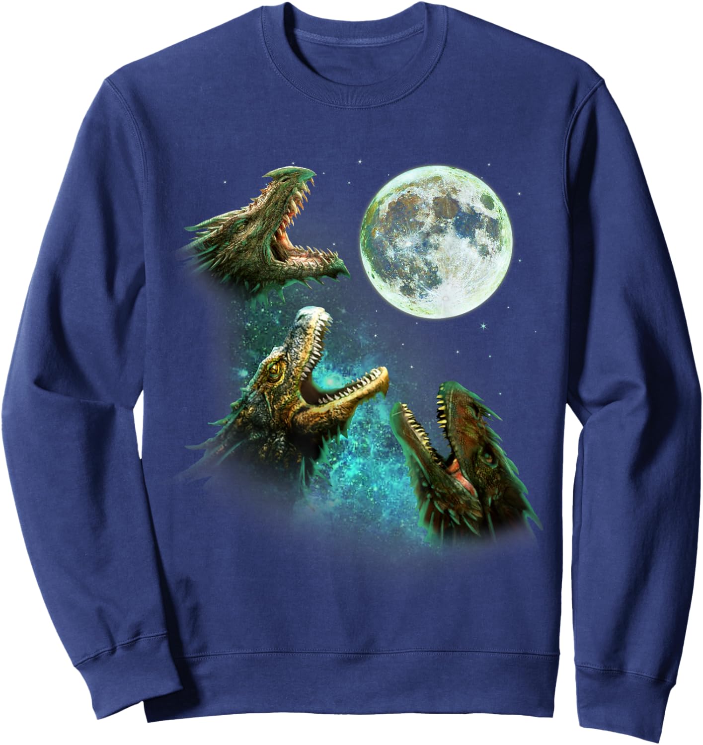 Three Dragons Howl At Moon 3 Wolfs Wolves - Funny Parody Sweatshirt - Sweatshirt | Navy