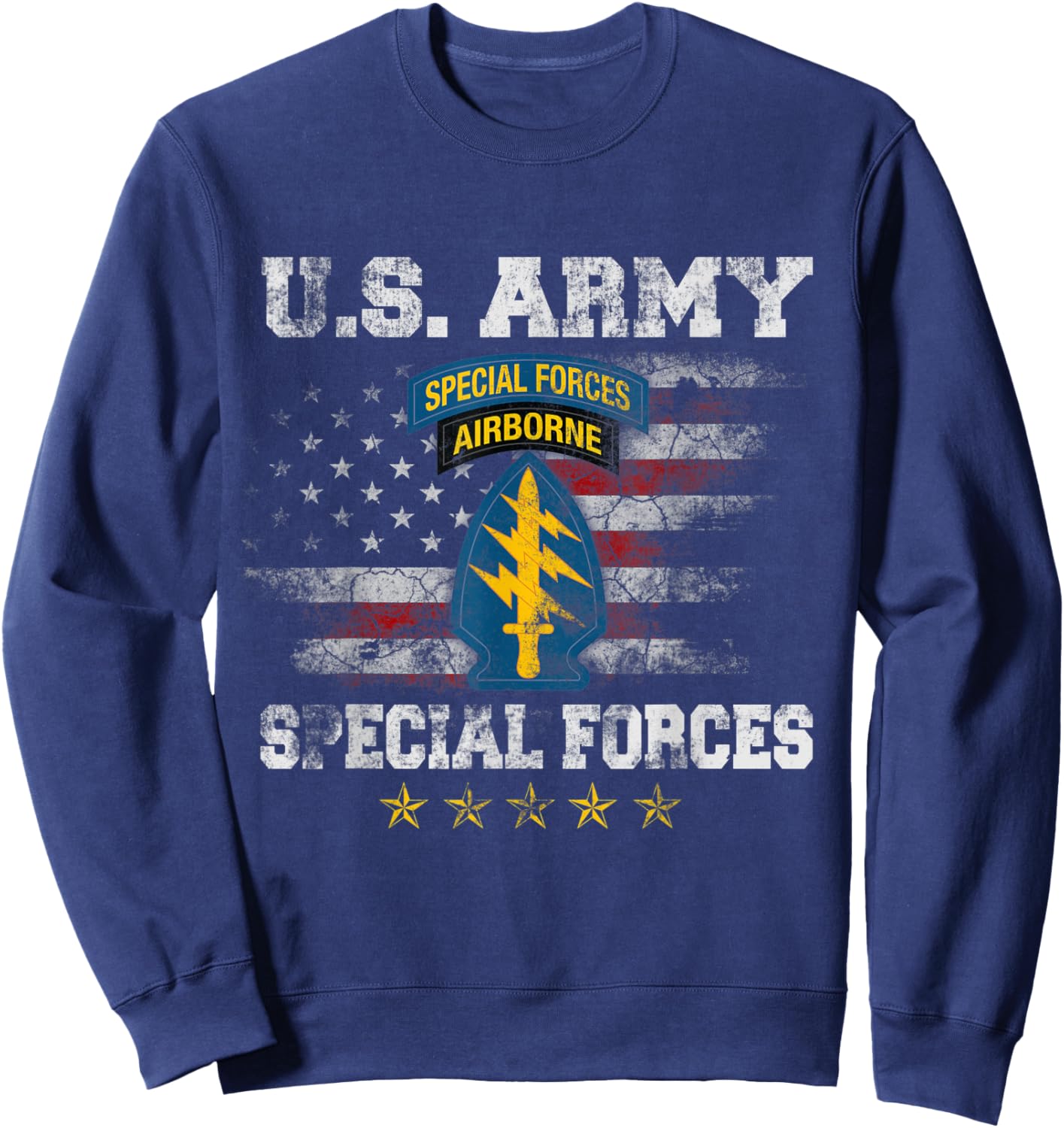 Special Forces Group Airborne Veteran Flag SFG 4th of July Sweatshirt - Sweatshirt | Navy