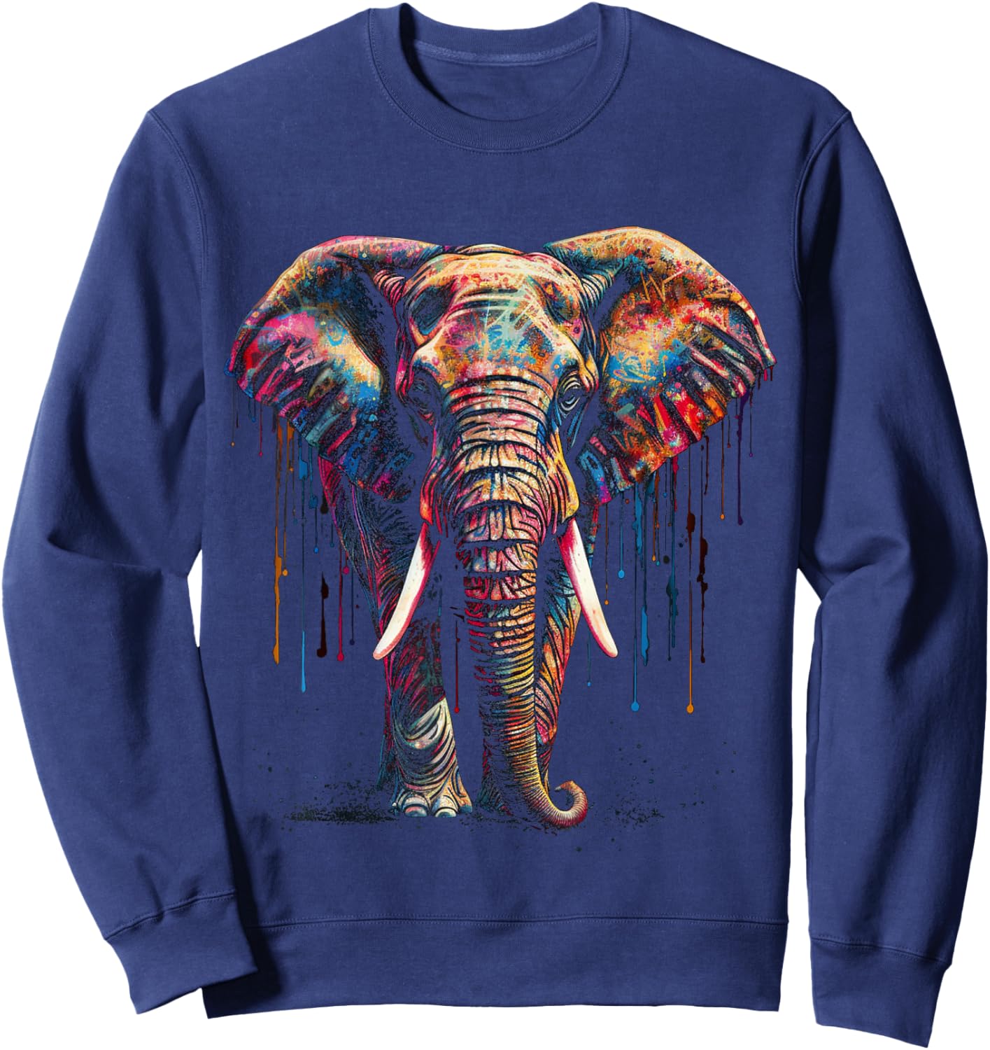 Elefant Kunst - Tier Bunt Zoo Elefant Sweatshirt - Sweatshirt | Navy