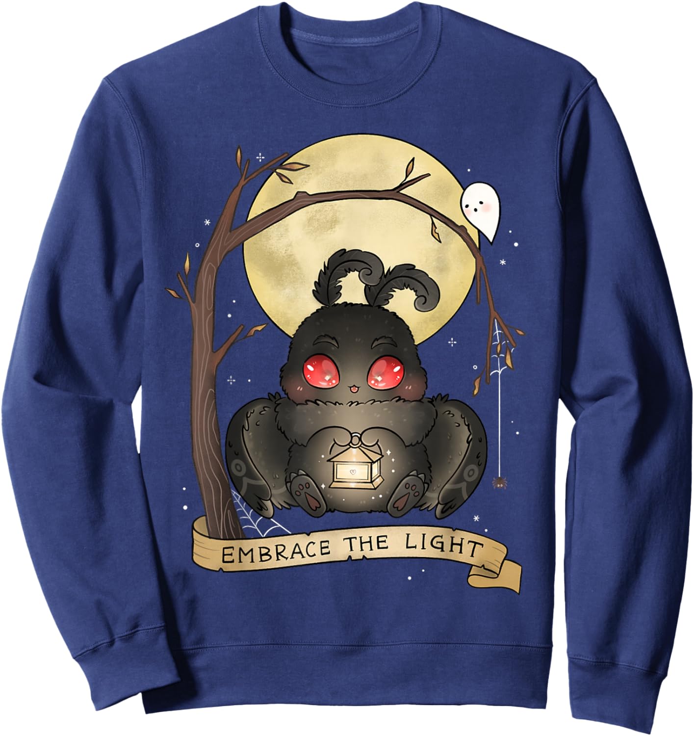 Embrace The Light Mothman Spooky Cute Cryptid Goth Halloween Sweatshirt - Sweatshirt | Navy