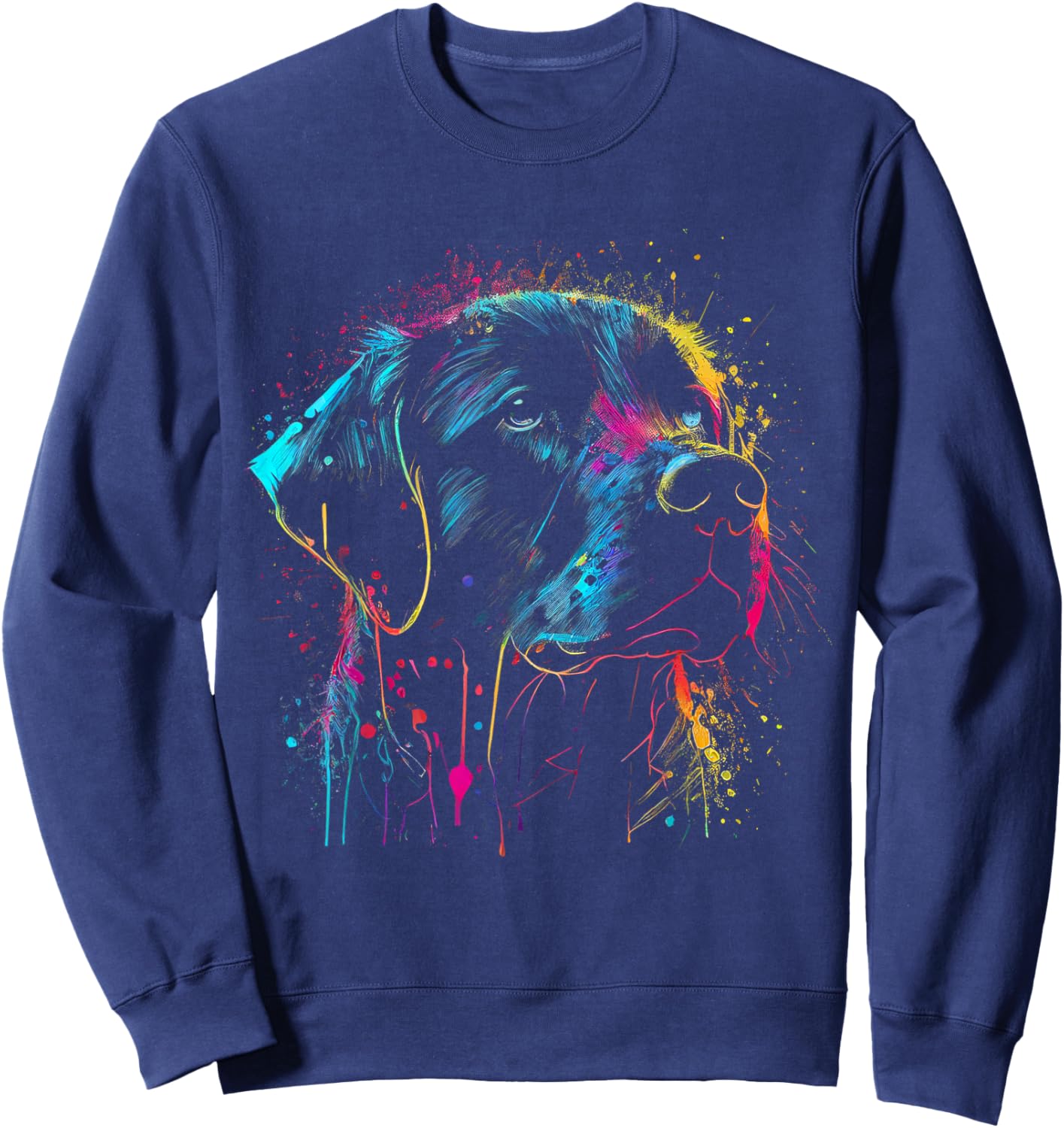 Schwarzer Labrador Hund Malerei Aquarell Farbe Bunte Mama Sweatshirt - Sweatshirt | Navy