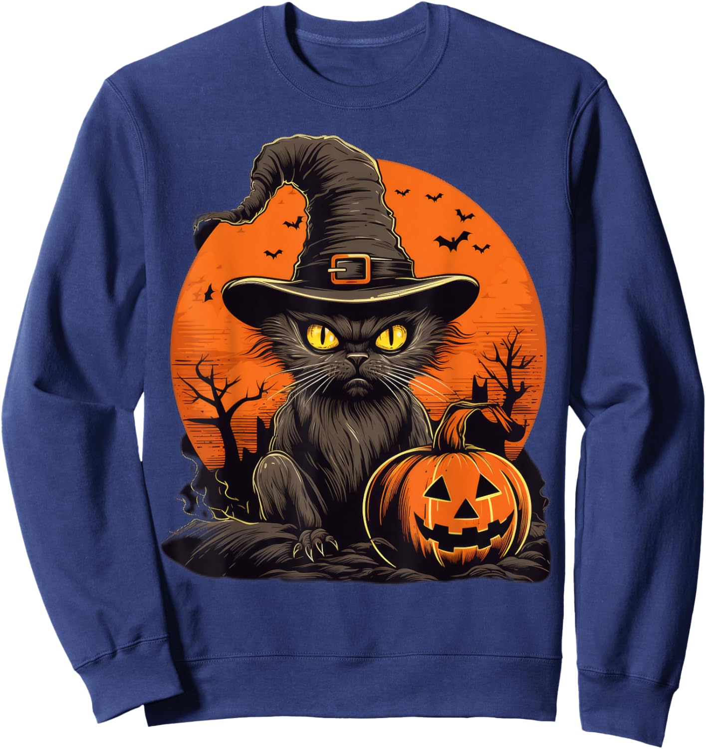Funny Minimalist Cat | Men Women (XS - 6XL+) Sweatshirt - Sweatshirt | Navy
