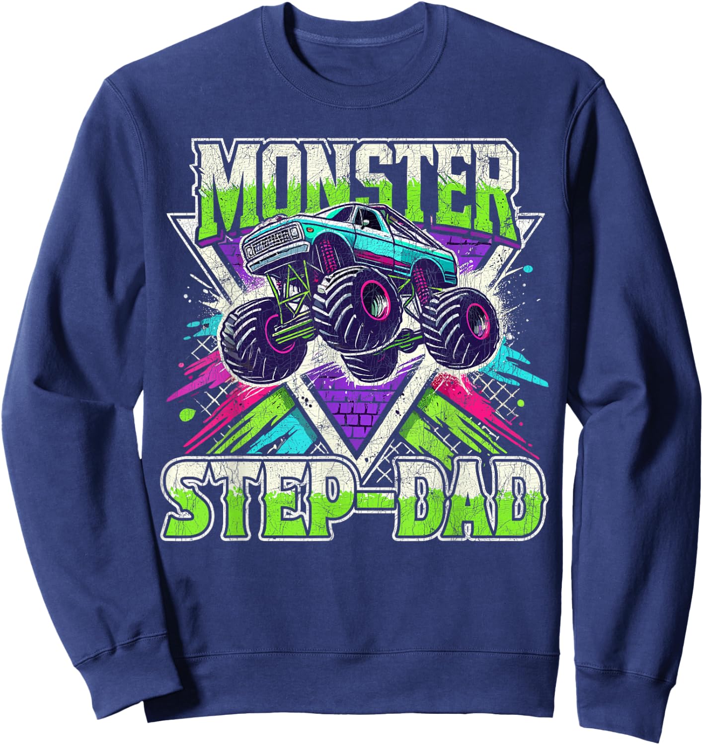 Matching Monster Truck Costume Jam Birthday Monster Step-dad Sweatshirt - Sweatshirt | Navy