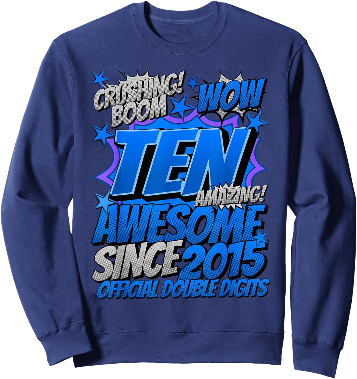 Official Double Digits 10 Year Old Gifts 10th Birthday Boy Sweatshirt - Sweatshirt | Navy
