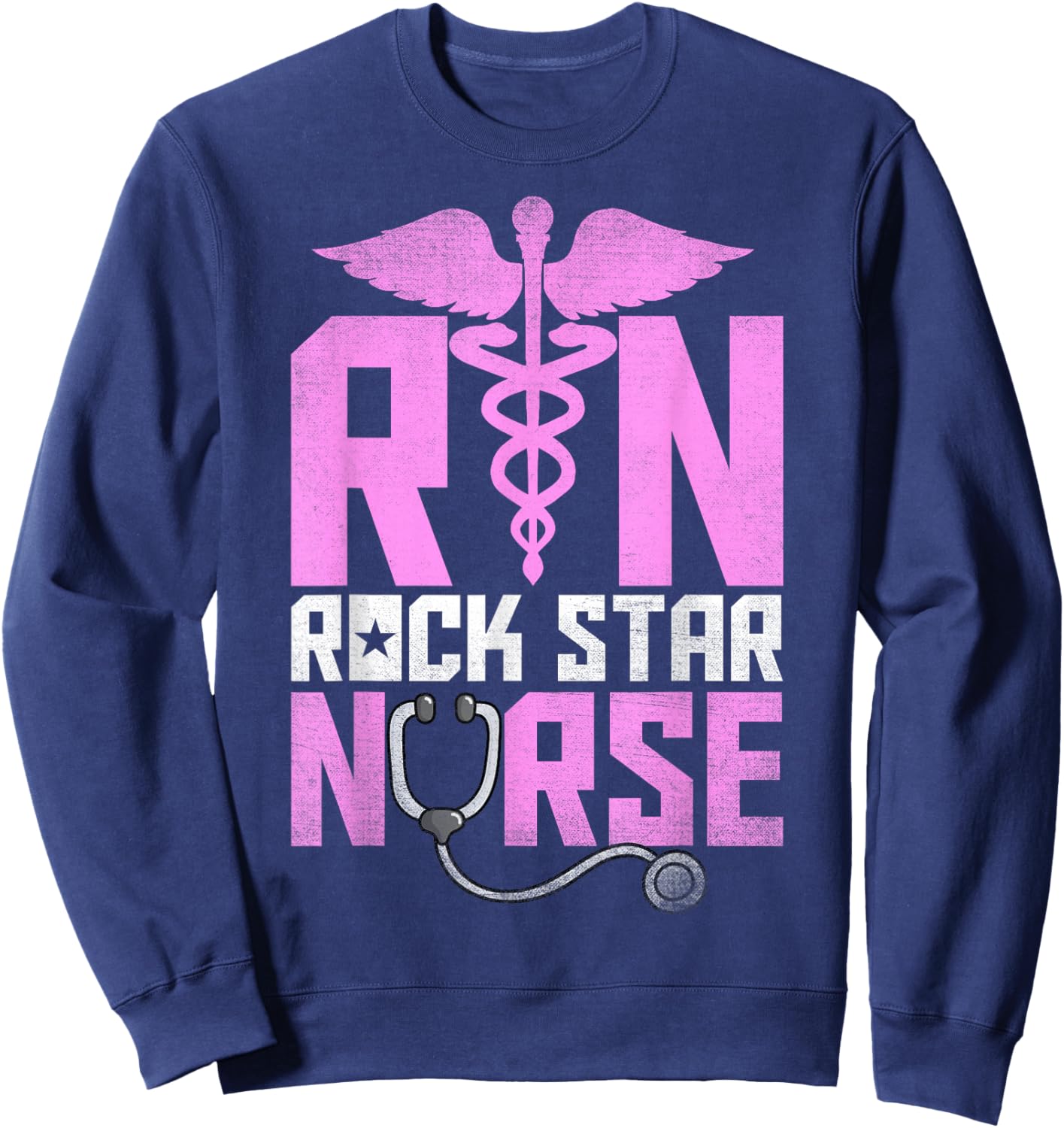 RN Rock Star Nurse - Nursing Stethoscope Registered Nurse Sweatshirt - Sweatshirt | Navy