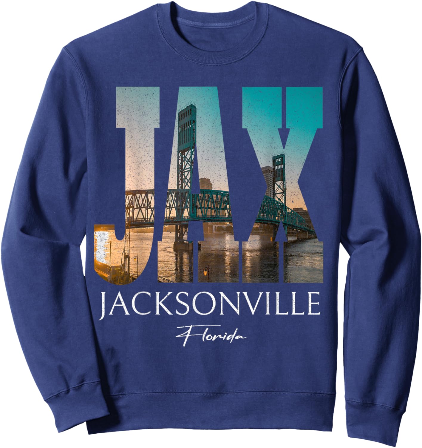 Sunset Jax Bridge Jacksonville Florida FL Souvenir Sweatshirt - Sweatshirt | Navy