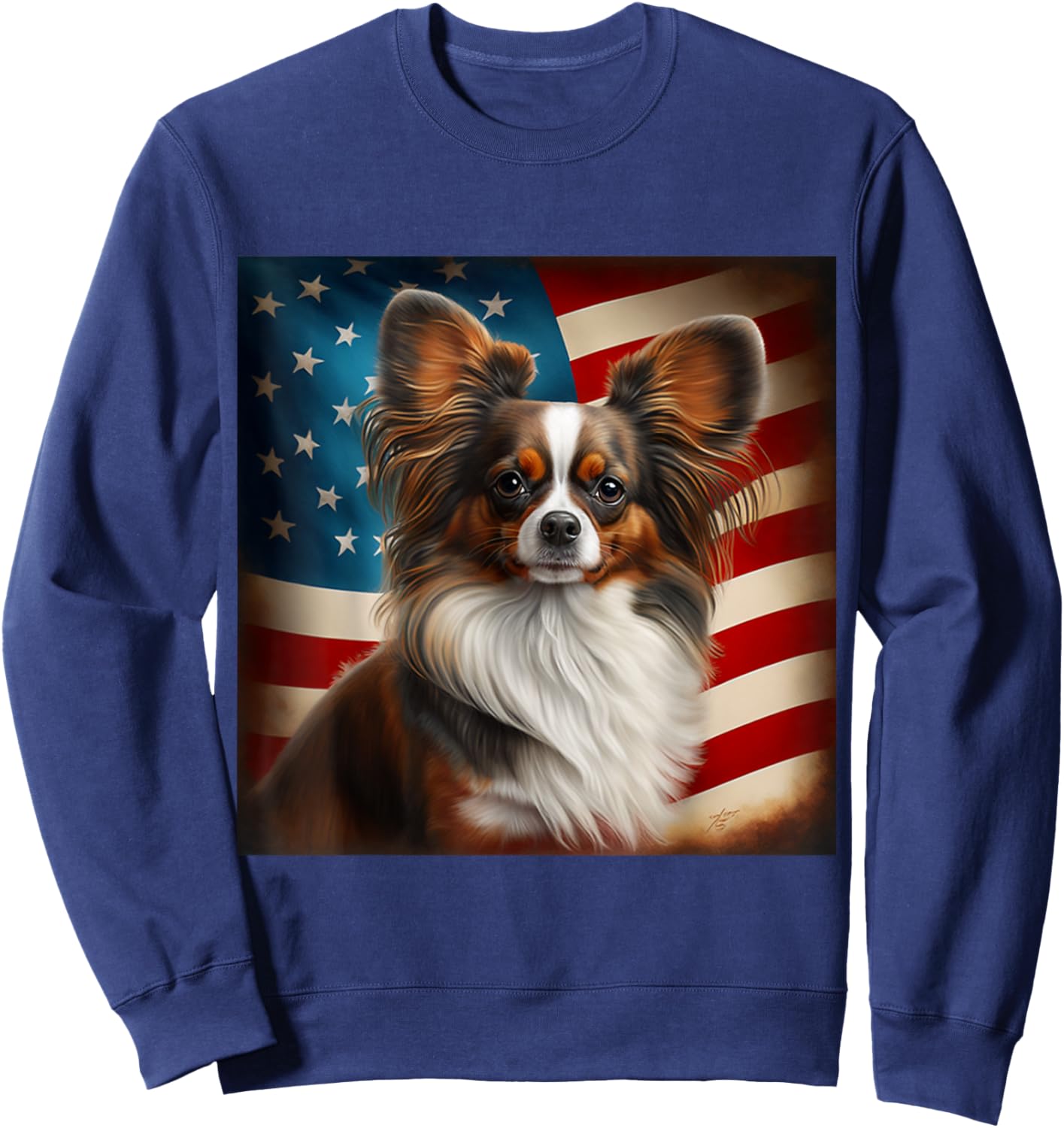 Papillon 4th of July - Papillon USA Women Kids Men Sweatshirt - Sweatshirt | Navy