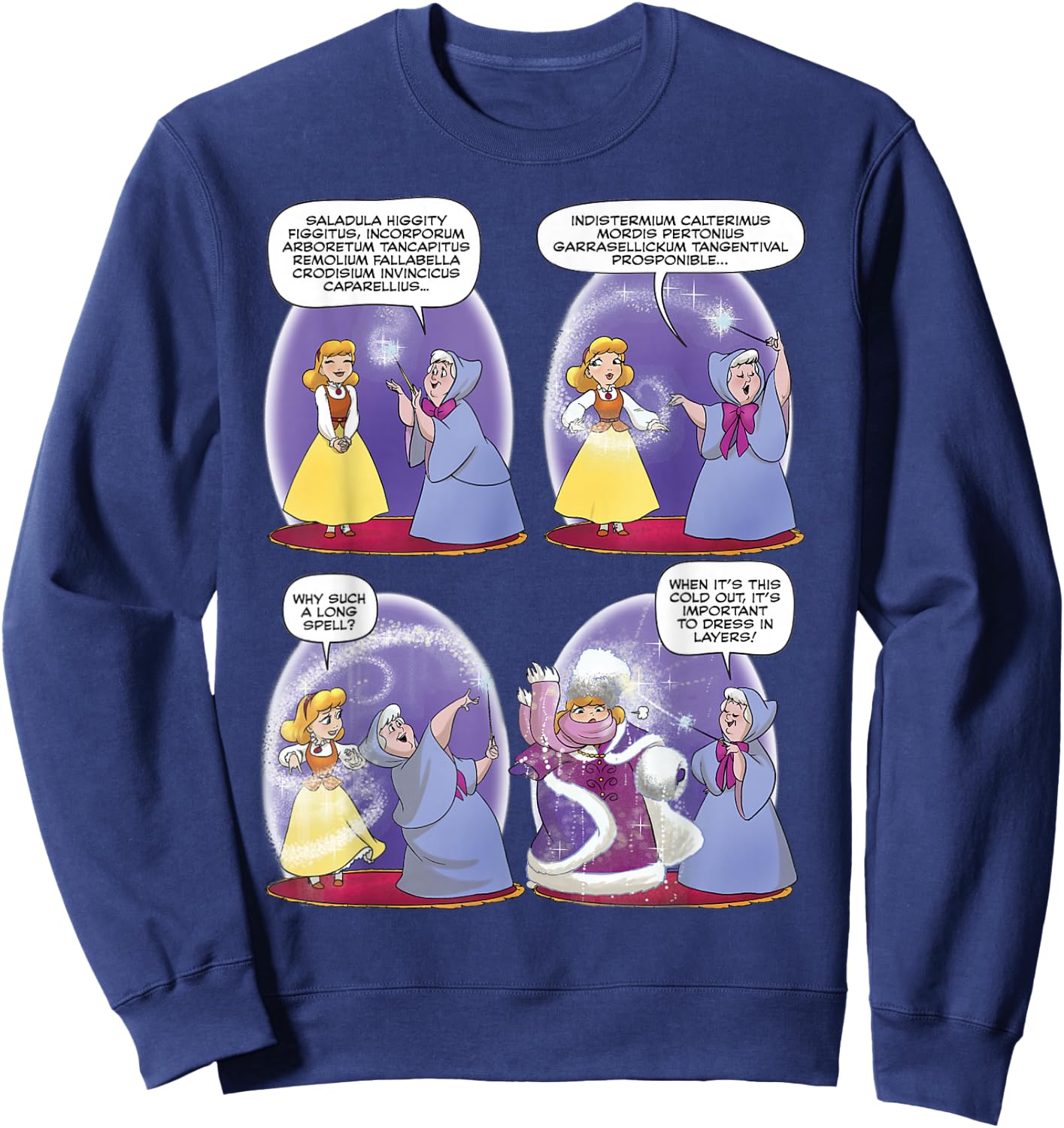 Disney Cinderella Fairy Godmother Dress In Layers Comic Sweatshirt - Sweatshirt | Navy