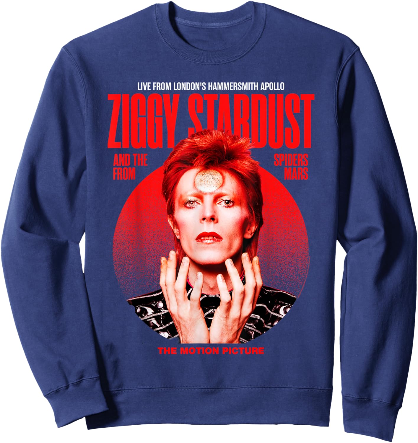 David Bowie Ziggy Stardust Motion Picture Color Sukita Photo Sweatshirt - Sweatshirt | Navy