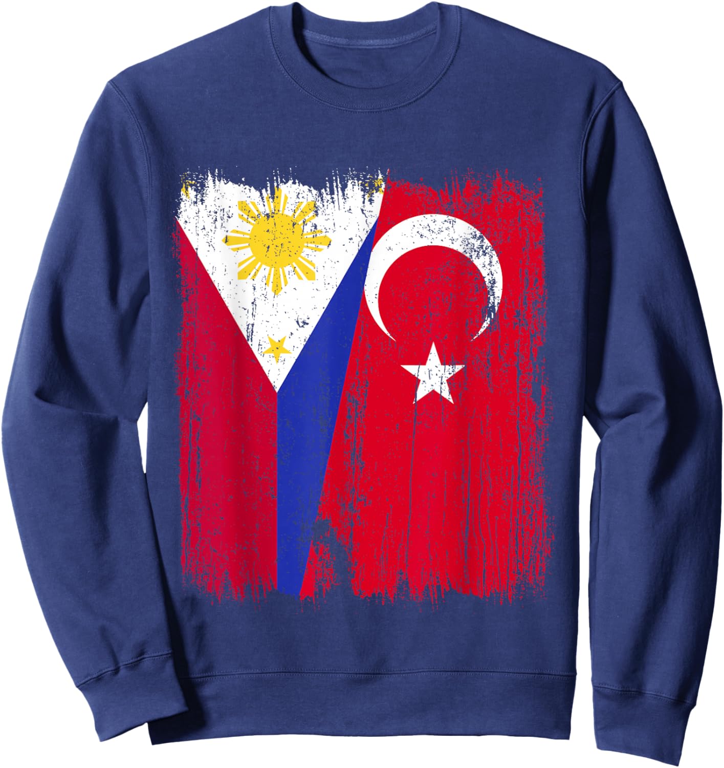 Philippines Turkey Half Flag Turkiye Filipino Turkish Jersey Sweatshirt - Sweatshirt | Navy