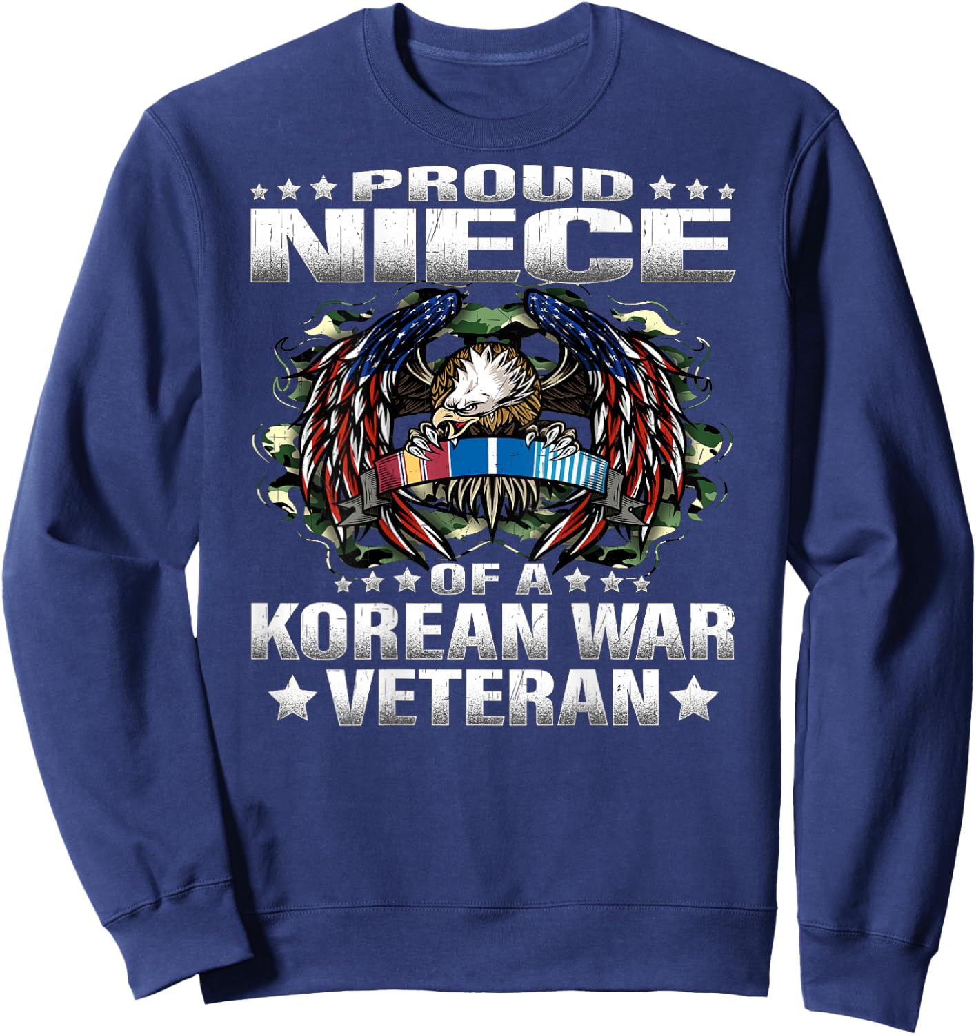 Proud Niece Of A Korean War Veteran Military Vet's Family Sweatshirt - Sweatshirt | Navy