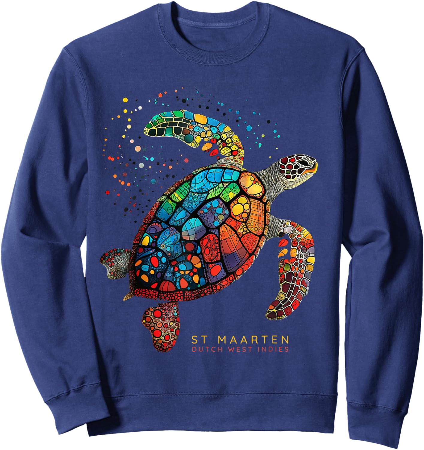 St Maarten Dutch West Indian Tribal Turtle St Martin Sweatshirt - Sweatshirt | Navy
