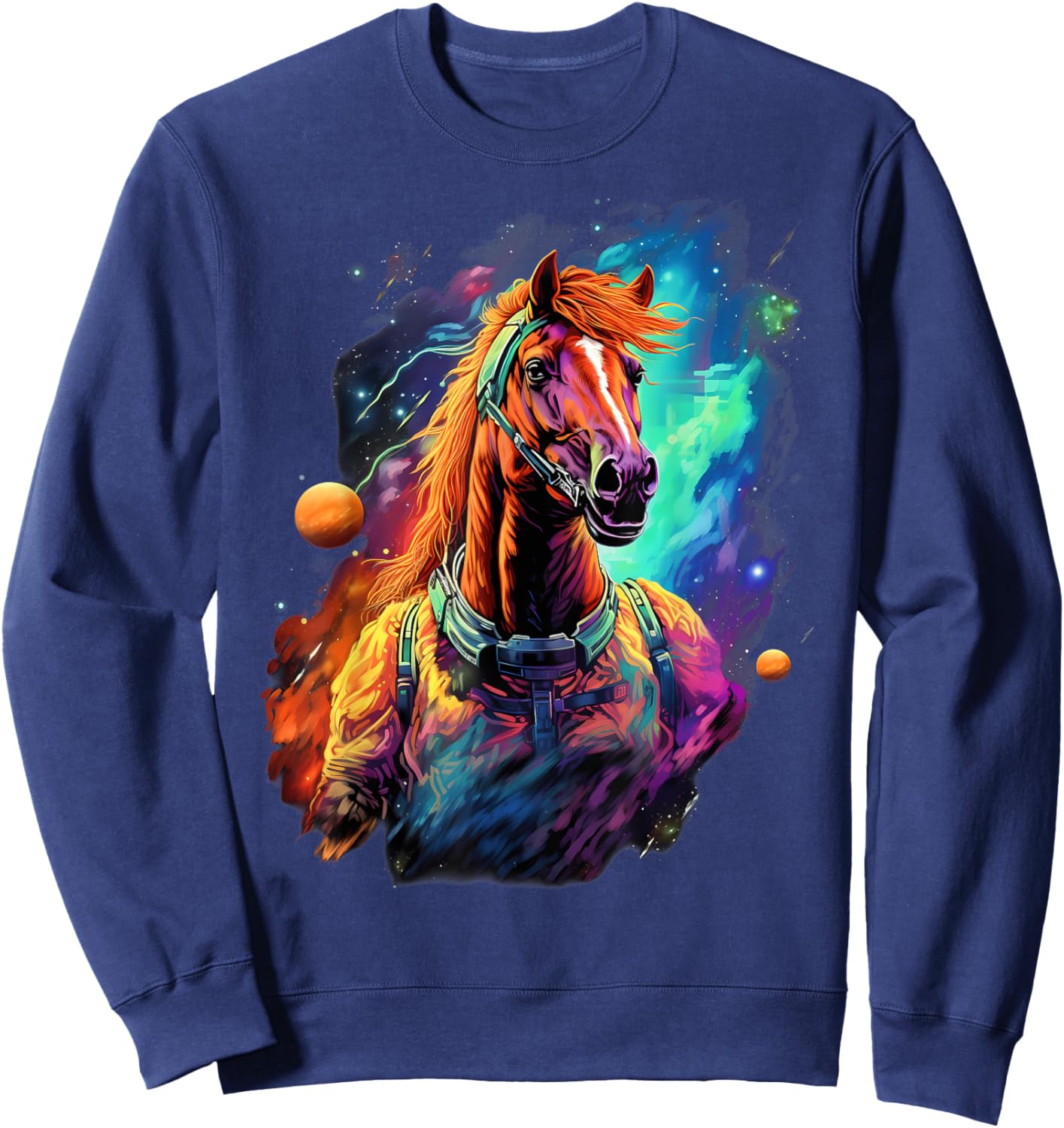Space Aesthetic Horse Astronaut Sweatshirt - Sweatshirt | Navy