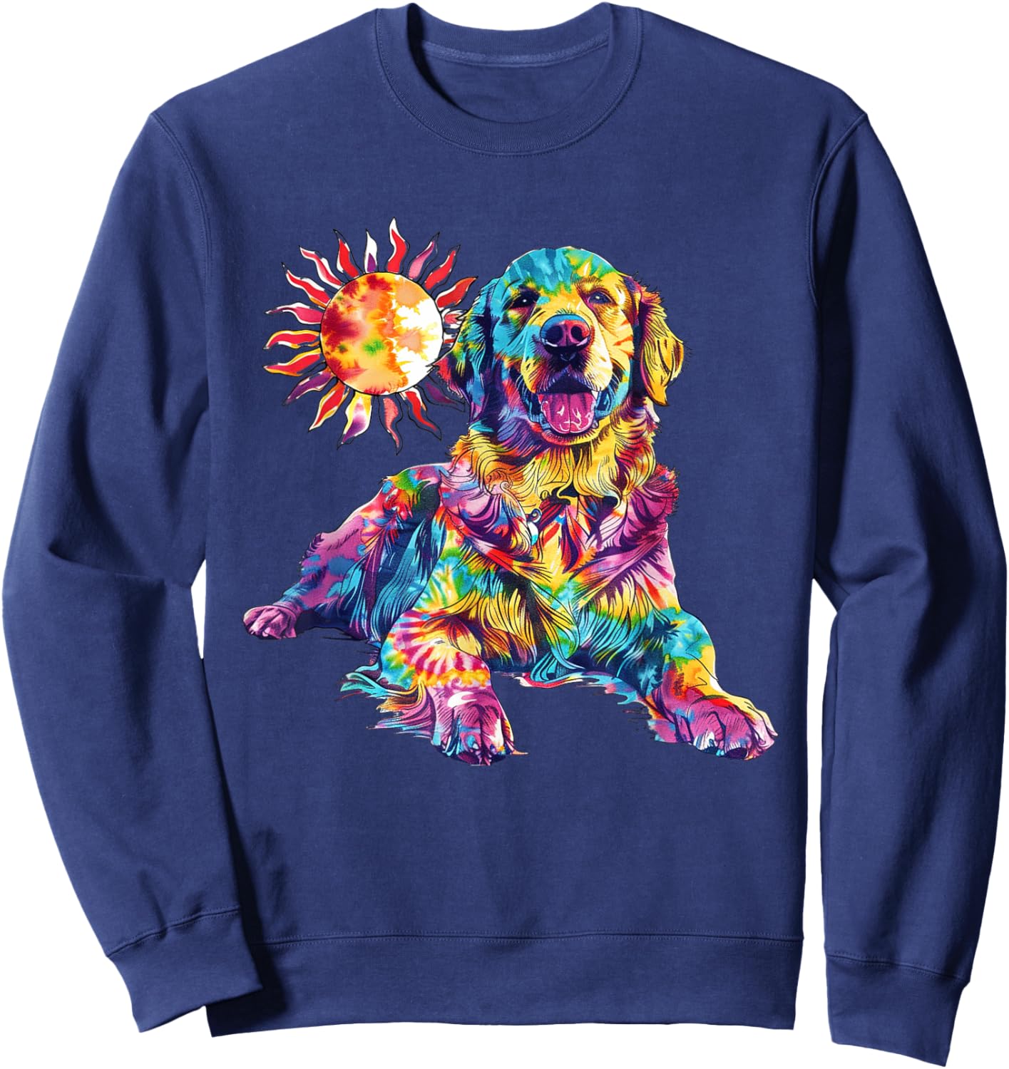 Golden Retriever Dog Colorful Art Image Shirt Lover Sweatshirt - Sweatshirt | Navy