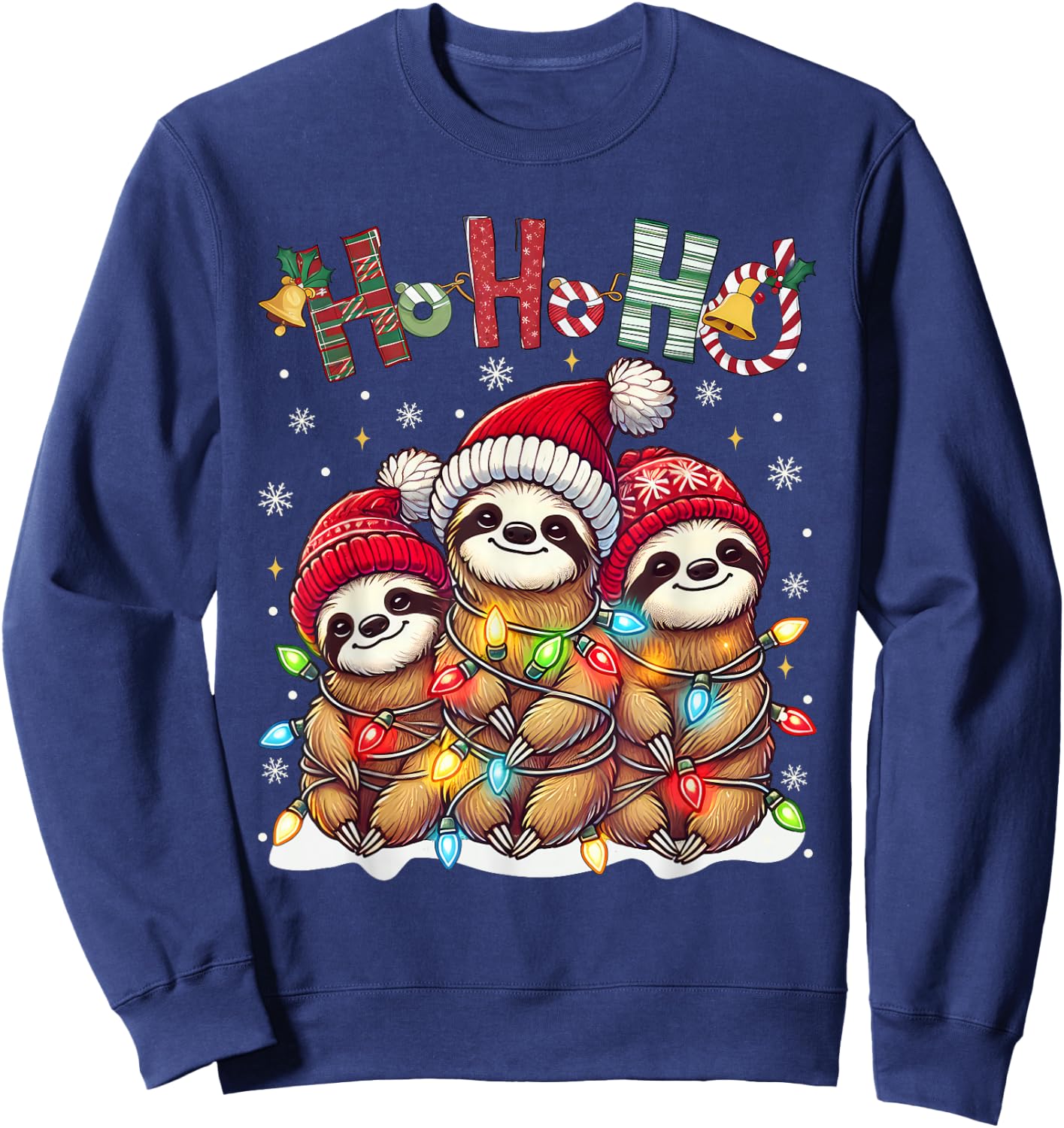 Christmas Pajamas Sloth Funny Sloths Christmas Outfit Sloth Sweatshirt - Sweatshirt | Navy