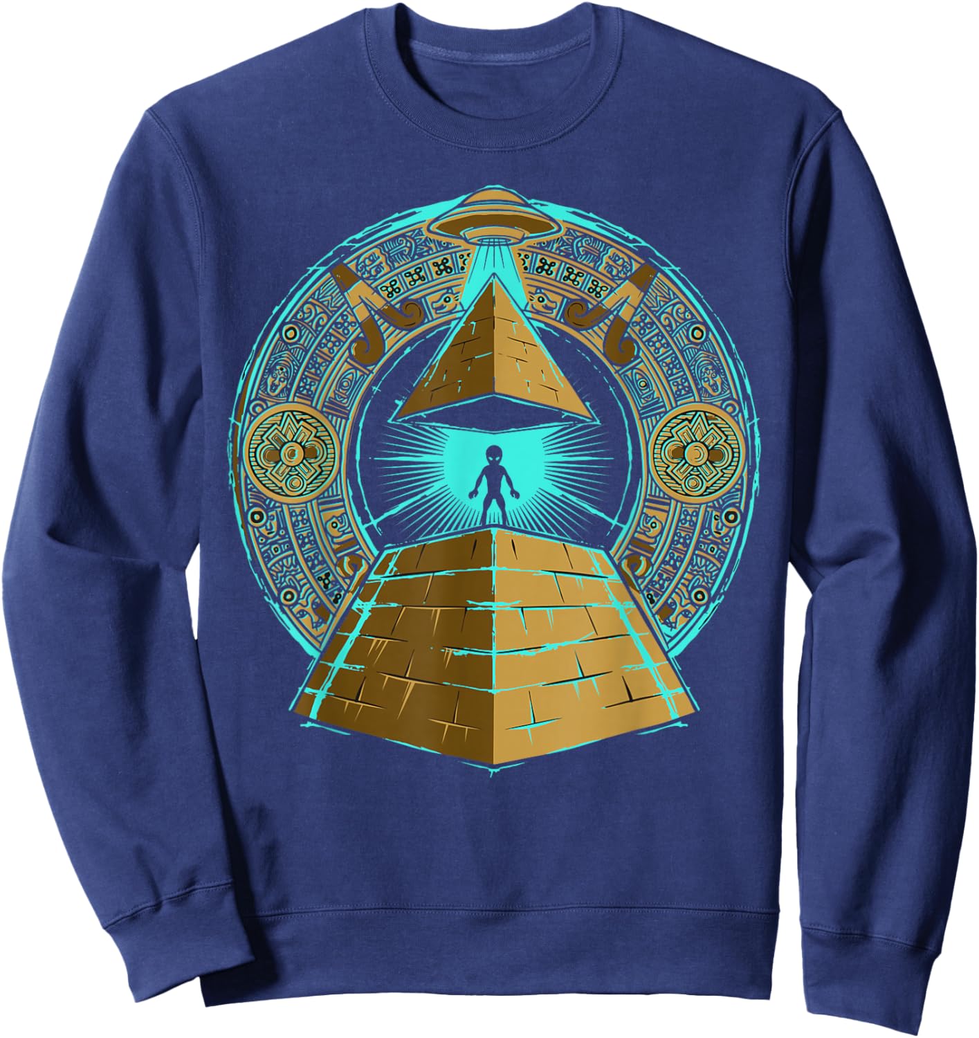 Ancient Astronaut Egyptian Pyramid Alien Conspiracy Theory Sweatshirt - Sweatshirt | Navy