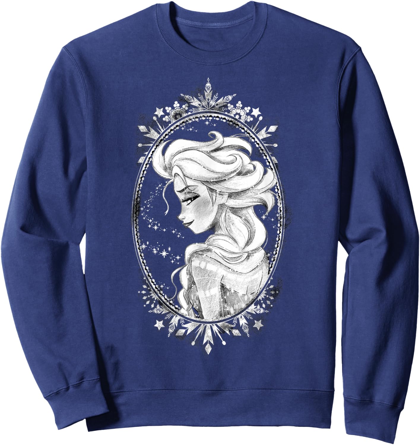 Disney Frozen Elsa Sketch Portrait Snowflakes Sweatshirt - Sweatshirt | Navy