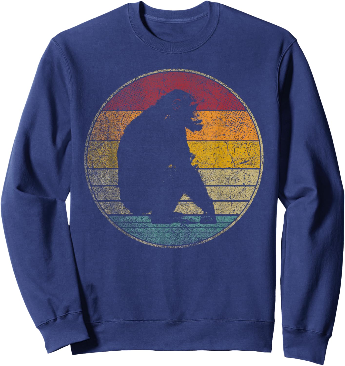 Chimpanzee Chimp Vintage Funny Retro Style 70s 80s Men Women Sweatshirt - Sweatshirt | Navy