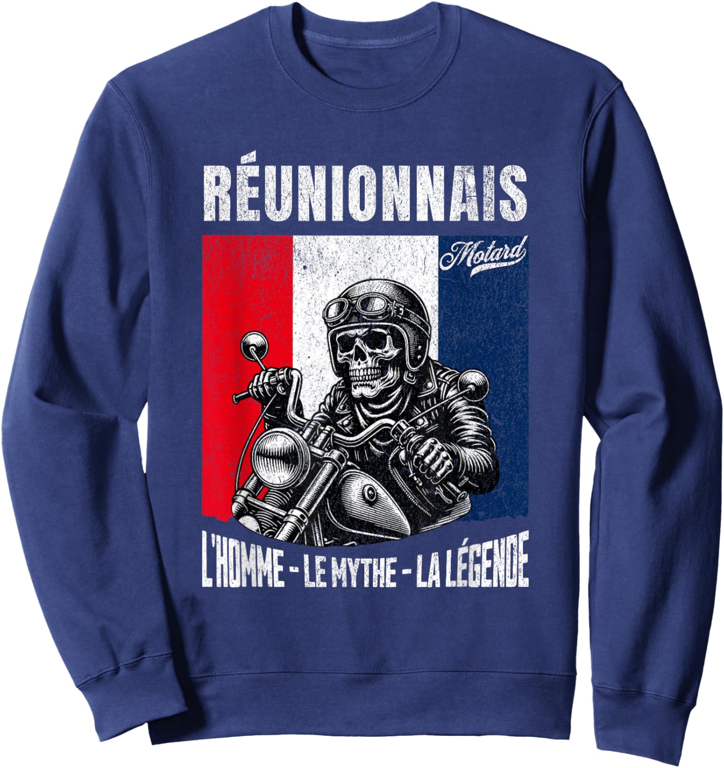 Réunionnais Biker Humour Man Reunion Island , Black, S Sweatshirt - Sweatshirt | Navy