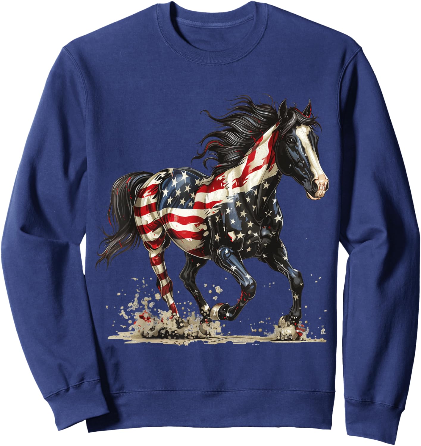 Patriotic Horse USA Flag Vintage Horse 4th of July Sweatshirt - Sweatshirt | Navy