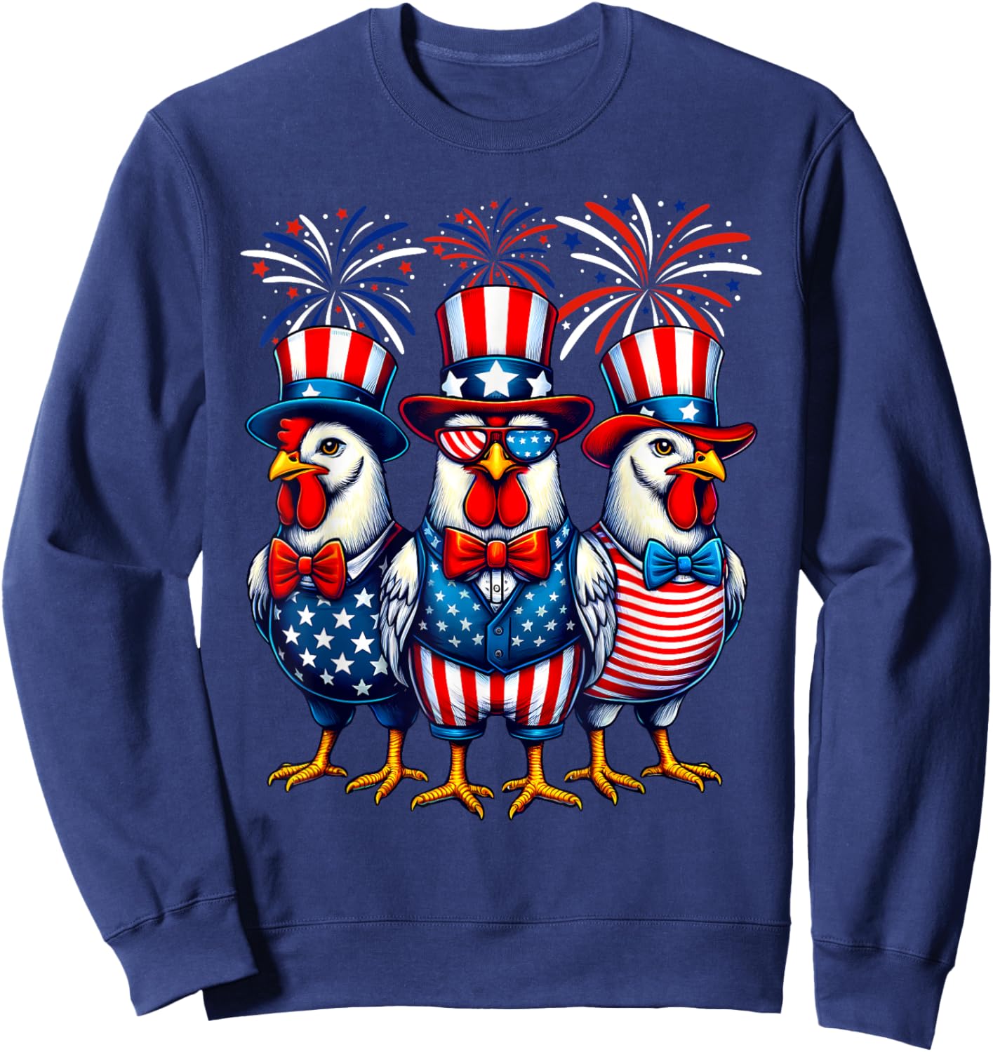 Patriotic Chicken USA Flag Chicken Lover 4th of July Sweatshirt - Sweatshirt | Navy