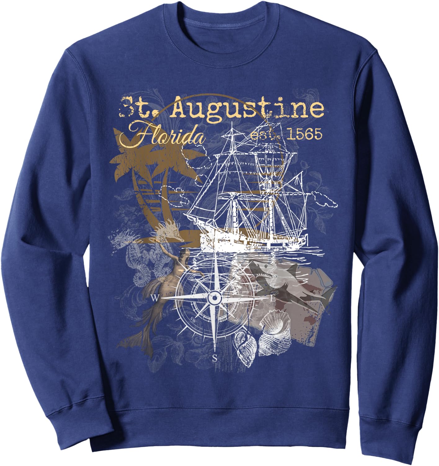 Vintage St Augustine Florida Shirt Old Historic 1565 Sweatshirt - Sweatshirt | Navy