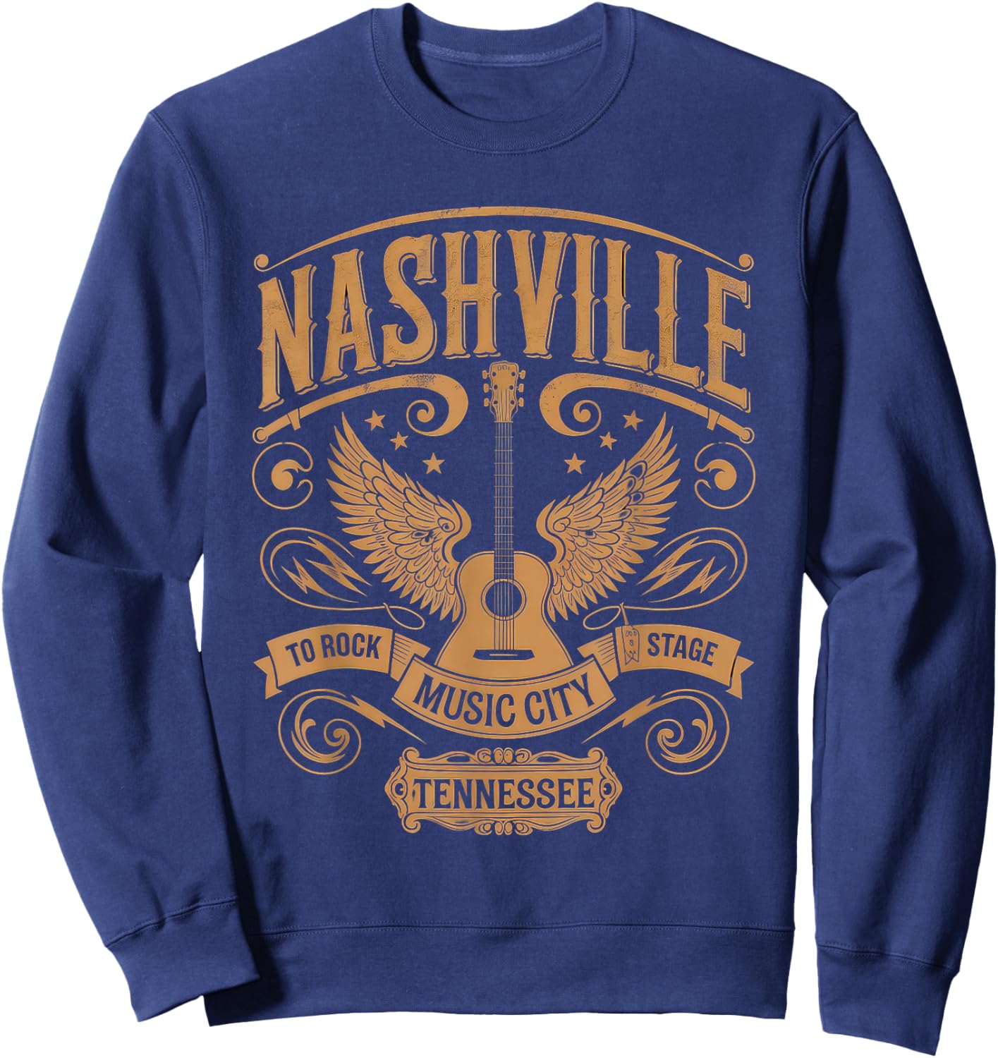 Nashville Music City Women Men Tennessee Rock Country Sweatshirt - Sweatshirt | Navy