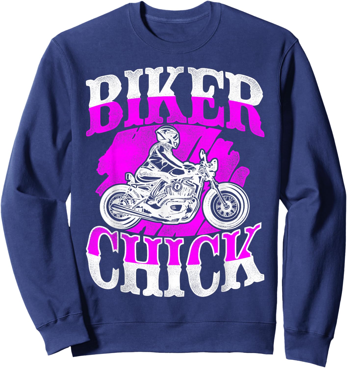 Classic Motorcycle Biker Girl Female Biker Chick Sweatshirt - Sweatshirt | Navy