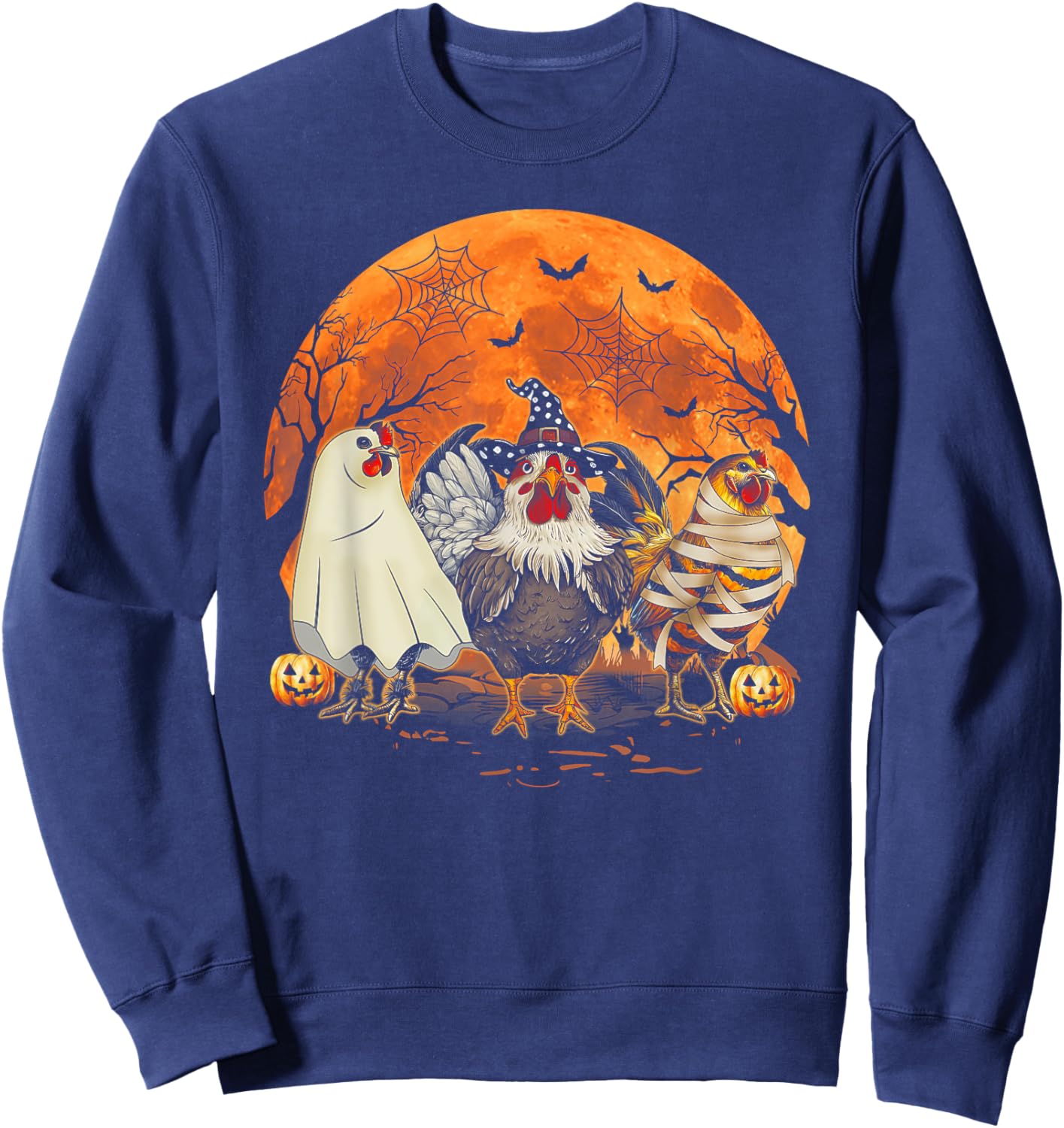 Funny Halloween Costume Farmers Spooky Chickens Witch Sweatshirt - Sweatshirt | Navy
