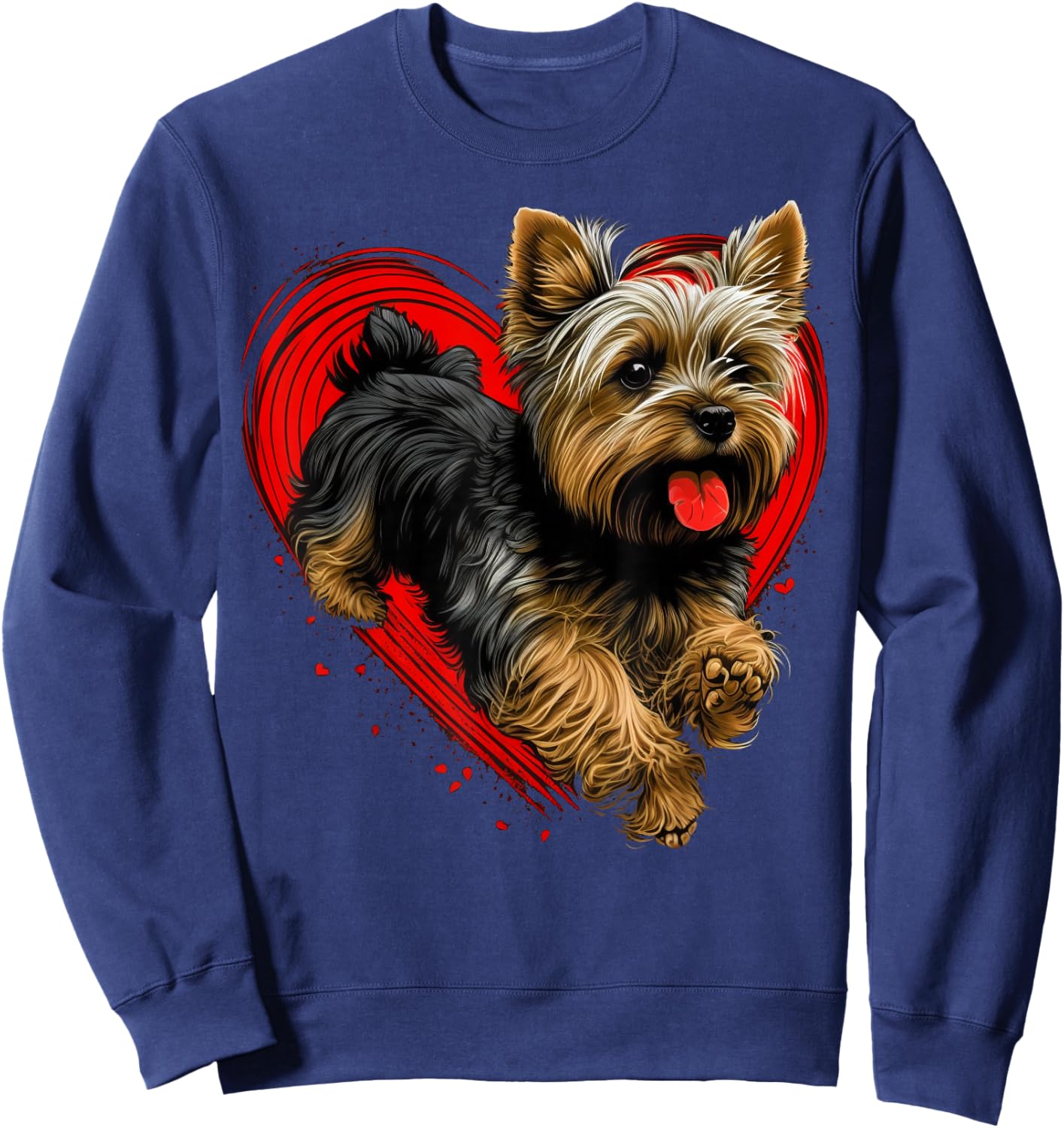 Cute Yorkshire Terrier Dog on Yorkshire Terrier Lover Sweatshirt - Sweatshirt | Navy