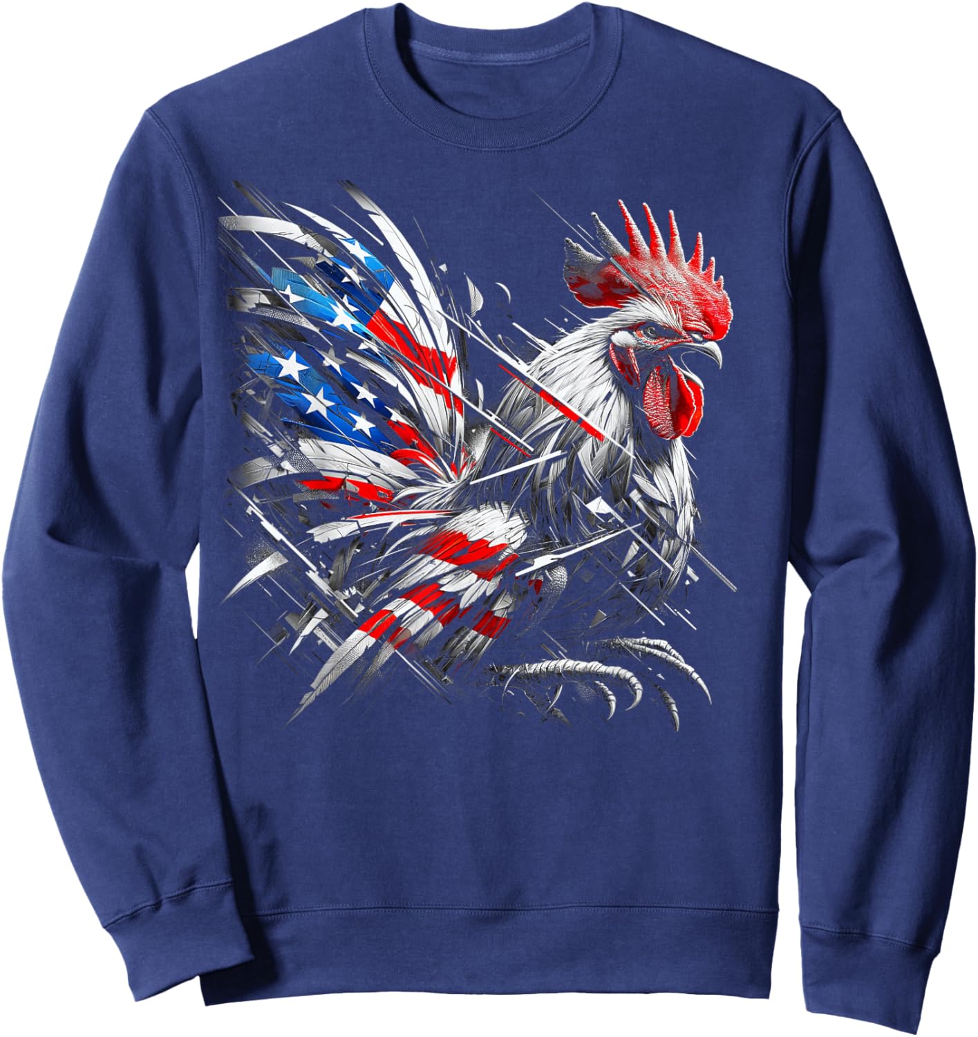 American Flag Rooster Chicken 4th of July Animal Sweatshirt - Sweatshirt | Navy