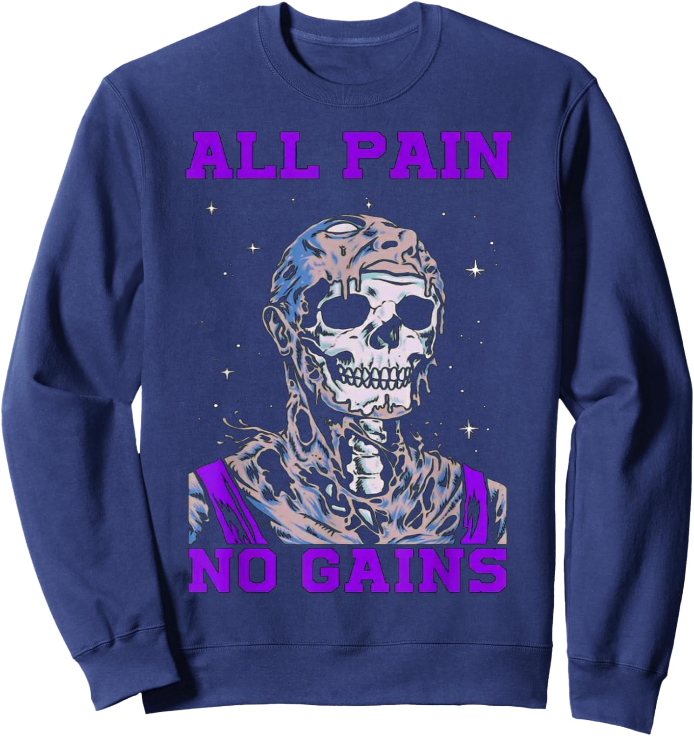 All Pain No Gains Fitness Weightlifting Bodybuilding Gym Sweatshirt - Sweatshirt | Navy