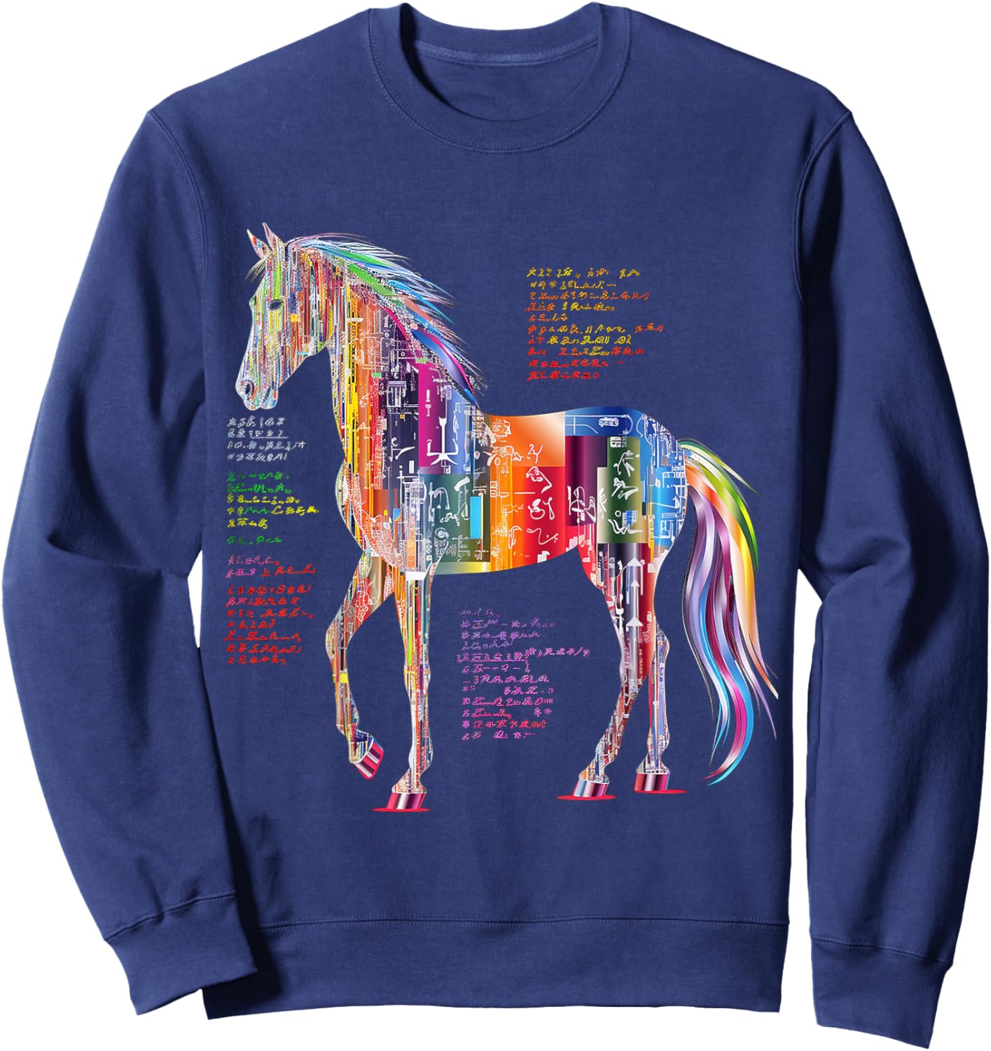 Horse Artwork Colorful Abstract Animal Art Graphic Horse Sweatshirt - Sweatshirt | Navy